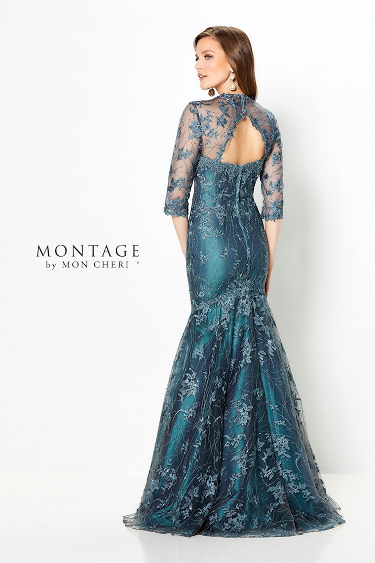 Montage 219979 Long Lace Formal Dress – Dusty Teal - view 4