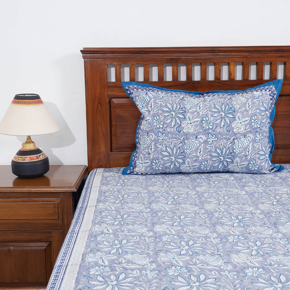 HAVELI CHRONICLES Blue - Block Print Cotton Double Sanganeri Bed Sheet - view 2