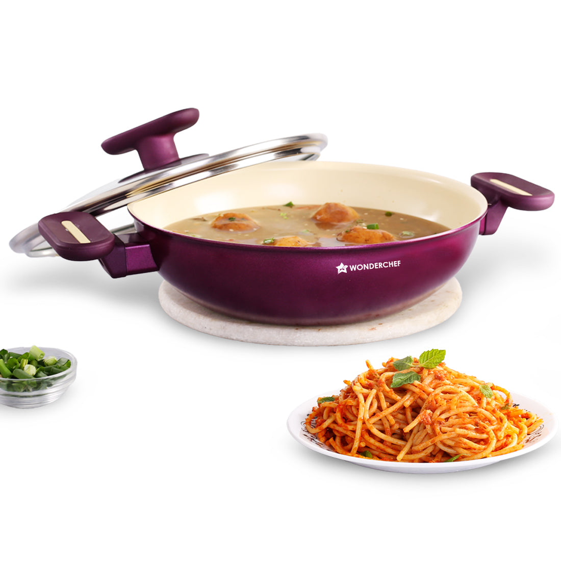 Bellagio Kadhai with Lid | Non-Stick Ceramic Coating |by blacktree