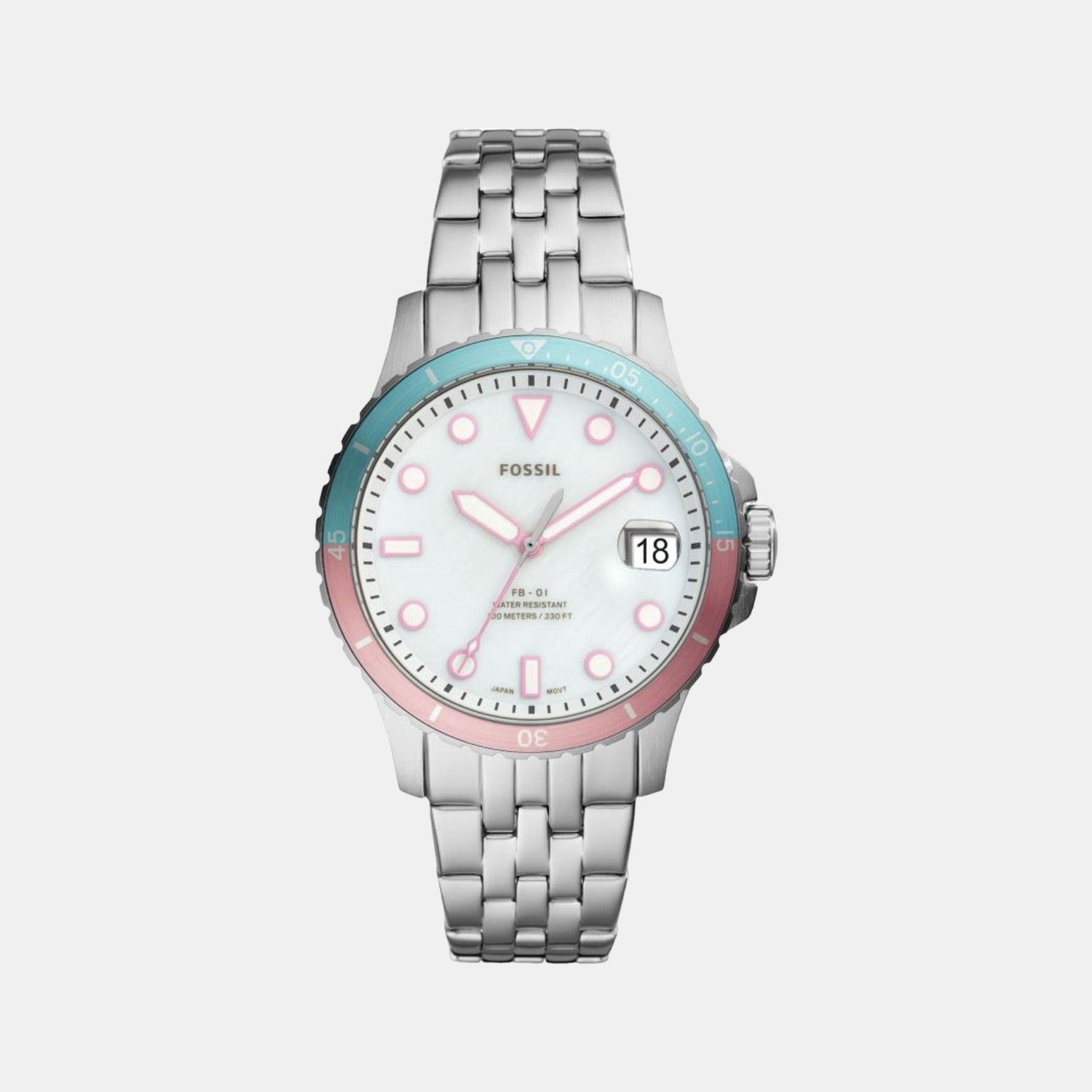 Fossil Fb-01 Women Quartz Grey Dial Analog Stainless Steel Watch ES4741