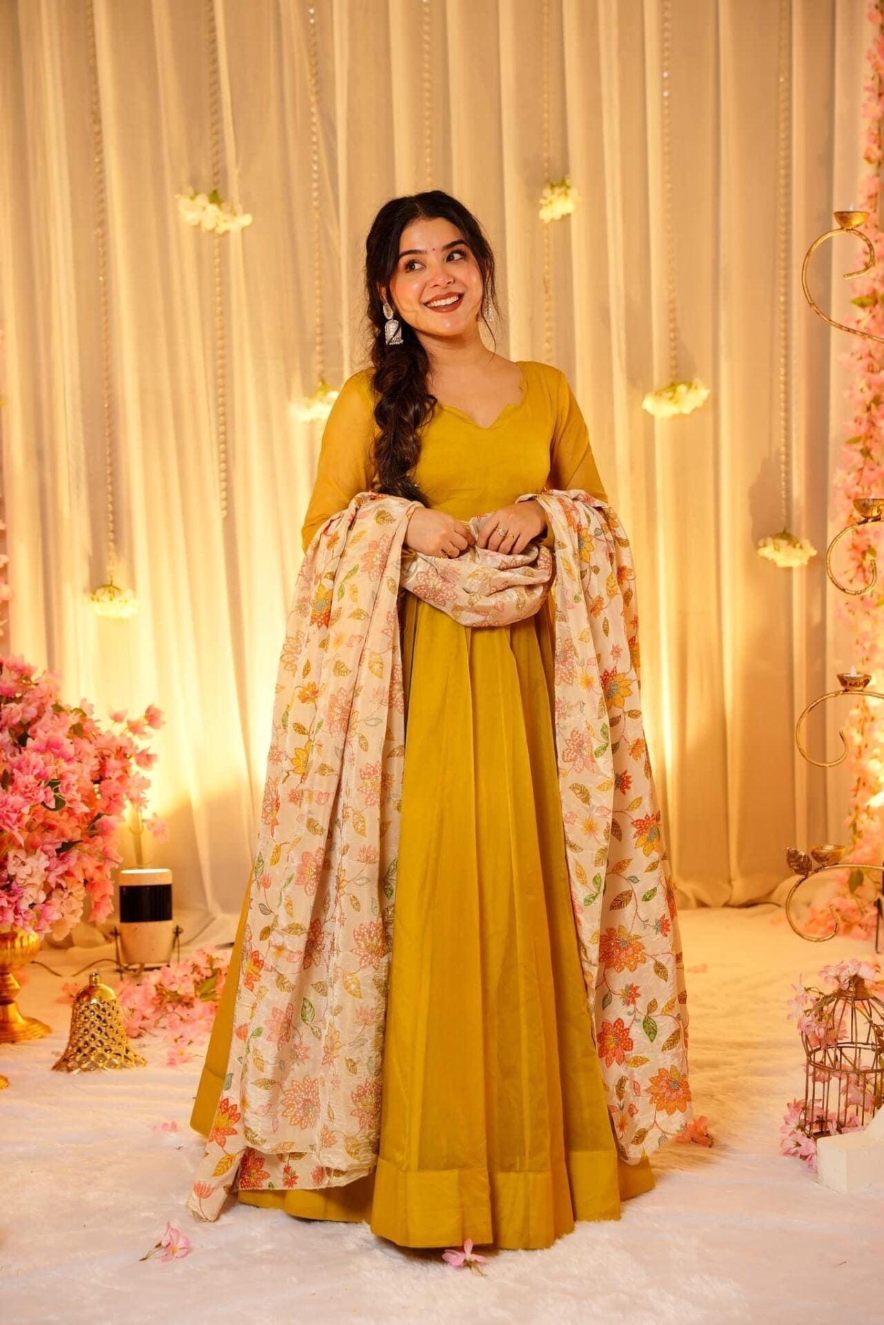 Idaho-o Mustard Hues Organza maxi set - view 4