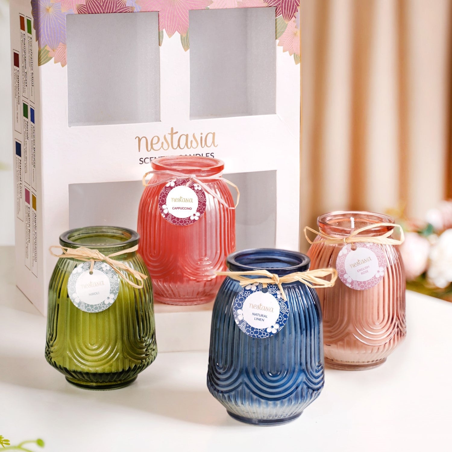 Nestasia Cosy Glow Set Of 4 Fragrant Candles With Gift Box