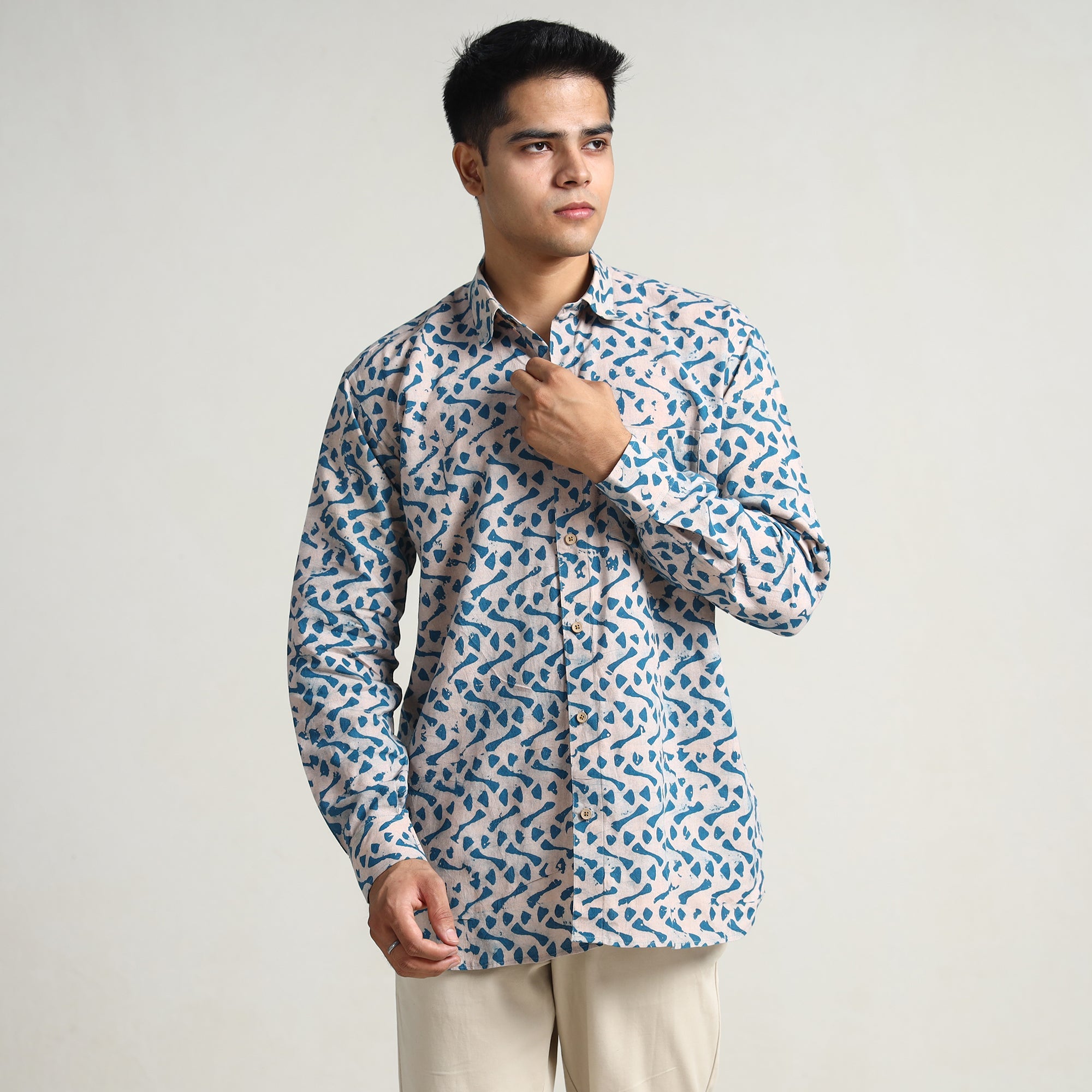 ITOKRI CASUALS Blue - Hand Batik Printed Cotton Men Full Sleeve Shirt 13 - view 3