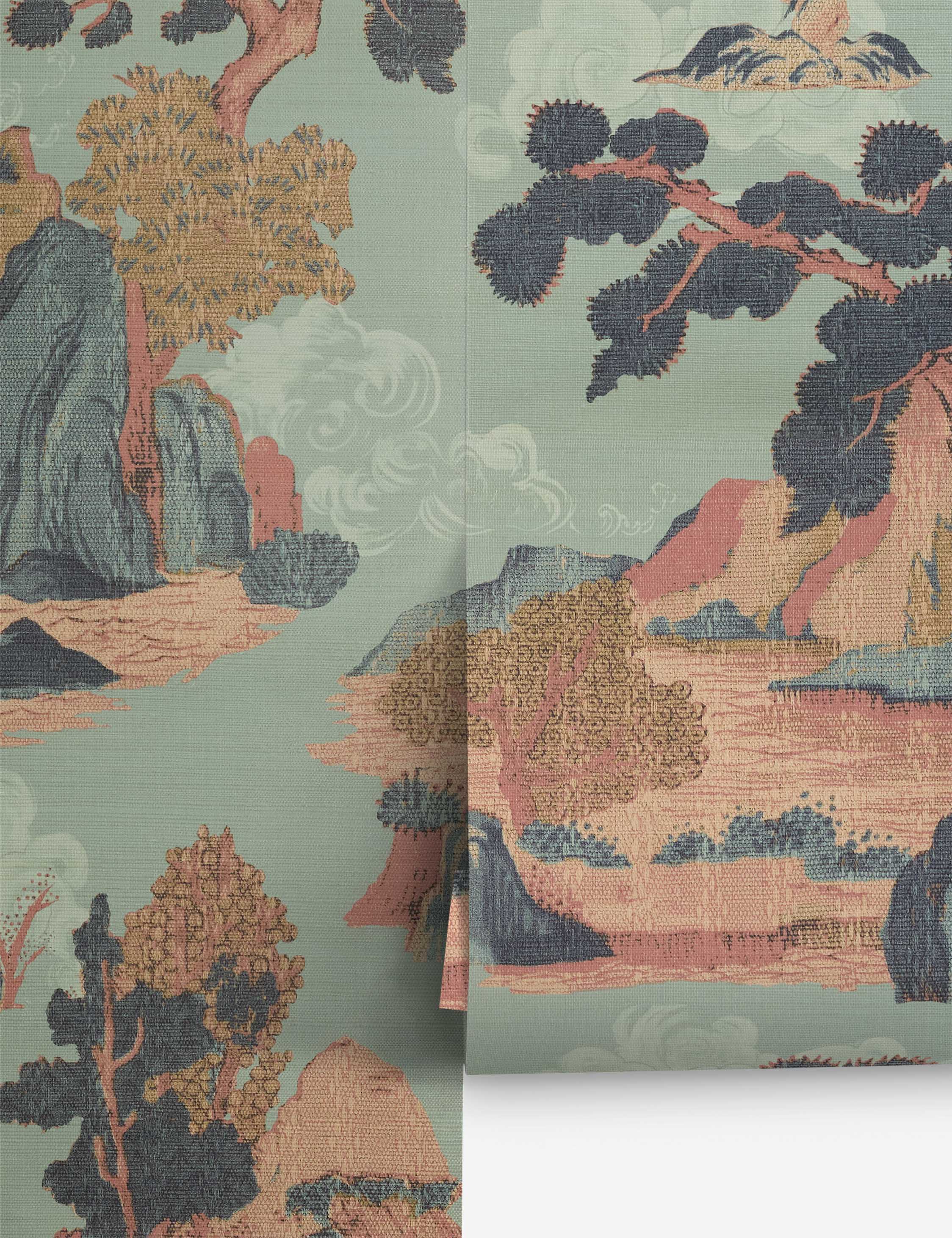 Lulu and Georgia Scenic Landscape Grasscloth Wallpaper by Aimee Song