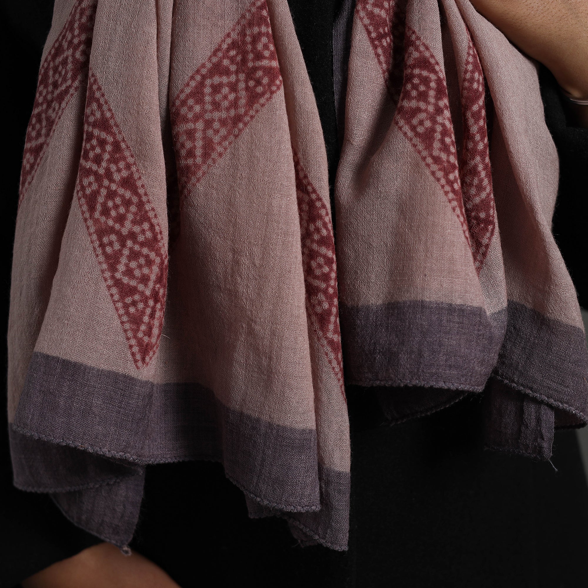 BAGH PRINTS BY MOHAMMED BILAL KHATRI Brown - Bagh Hand Block Printed Merino Woollen Stole 40 - view 4