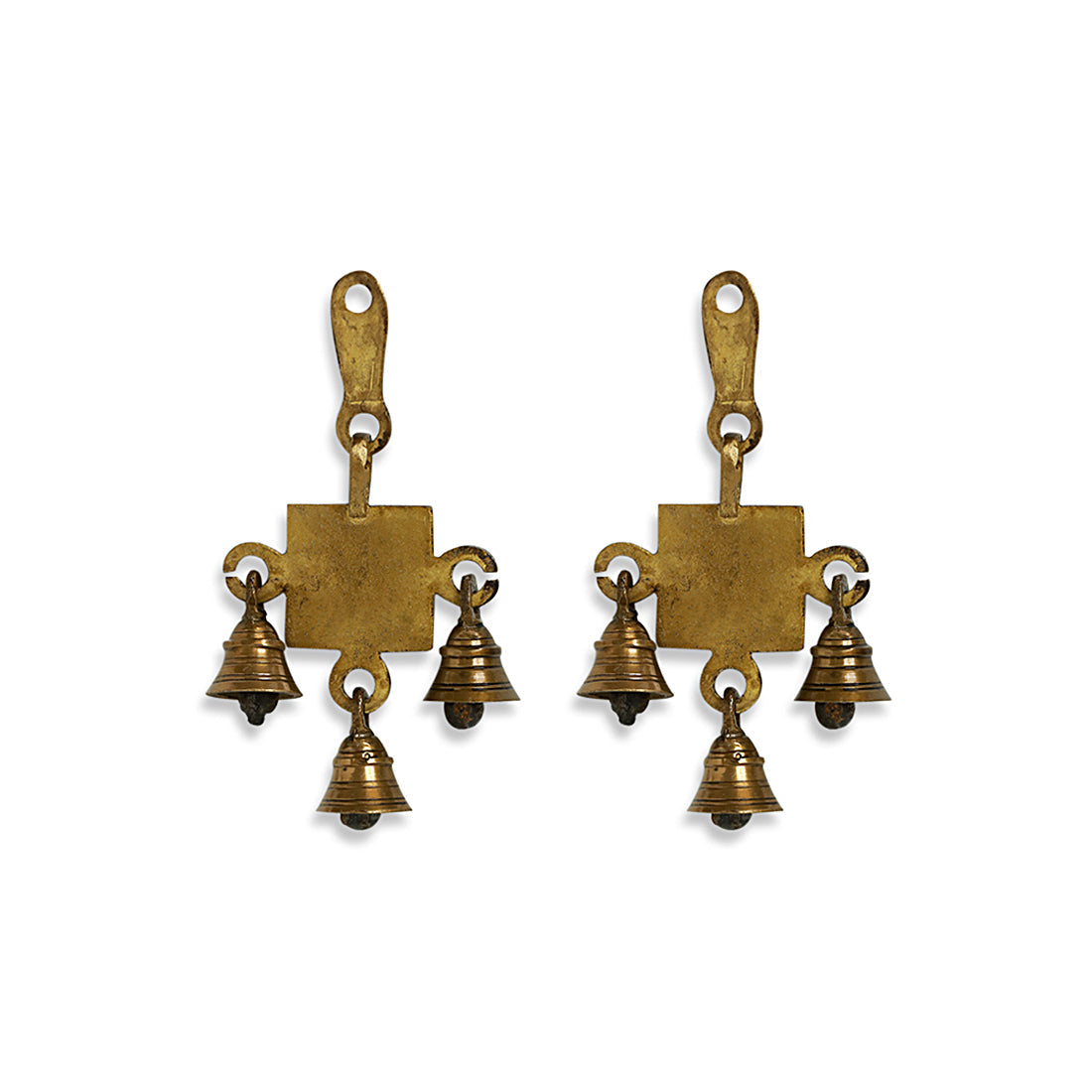 EXCLUSIVELANE 'Shubh Labh Pair' Hand-Etched Wall Décor Hanging Set In Brass - view 4
