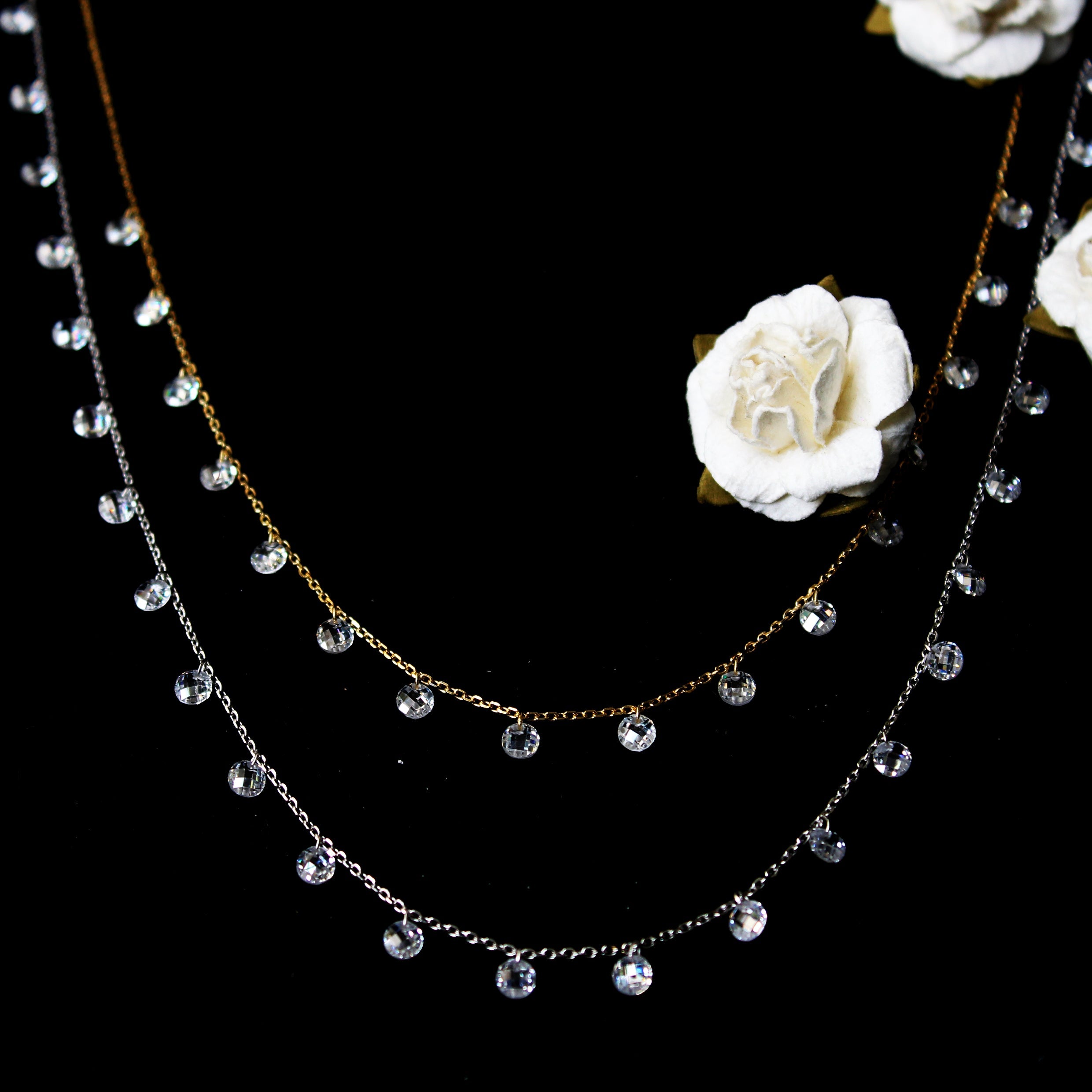 GIVA Jewellery Silver Gold Layered Queens Necklace - view 2