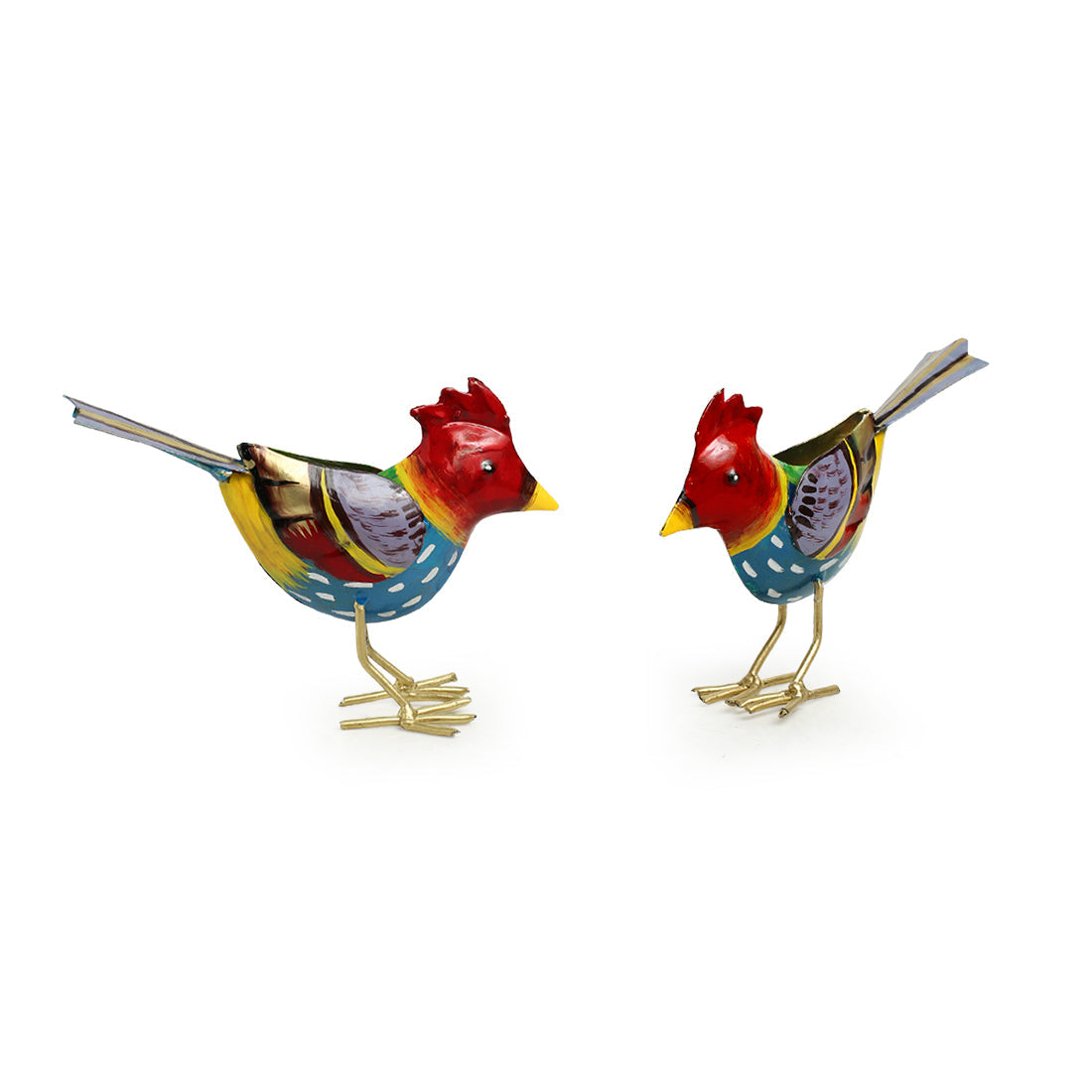EXCLUSIVELANE 'Bird Buddies' Handpainted Garden Decorative Showpieces In Metal (Set of 2, 6 Inch) - view 5