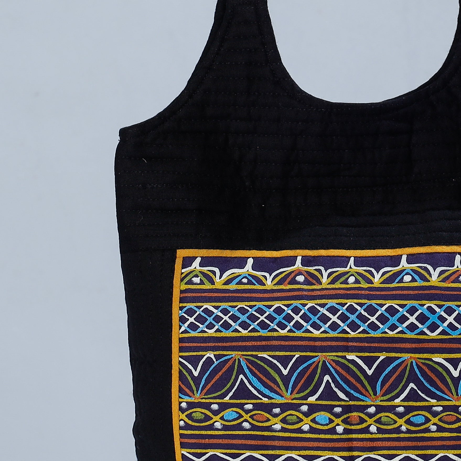 ROGAN ART PAINTING BY JABBAR KHATRI Black - Traditional Rogan Hand Painted Mashru Shoulder Bag - view 2