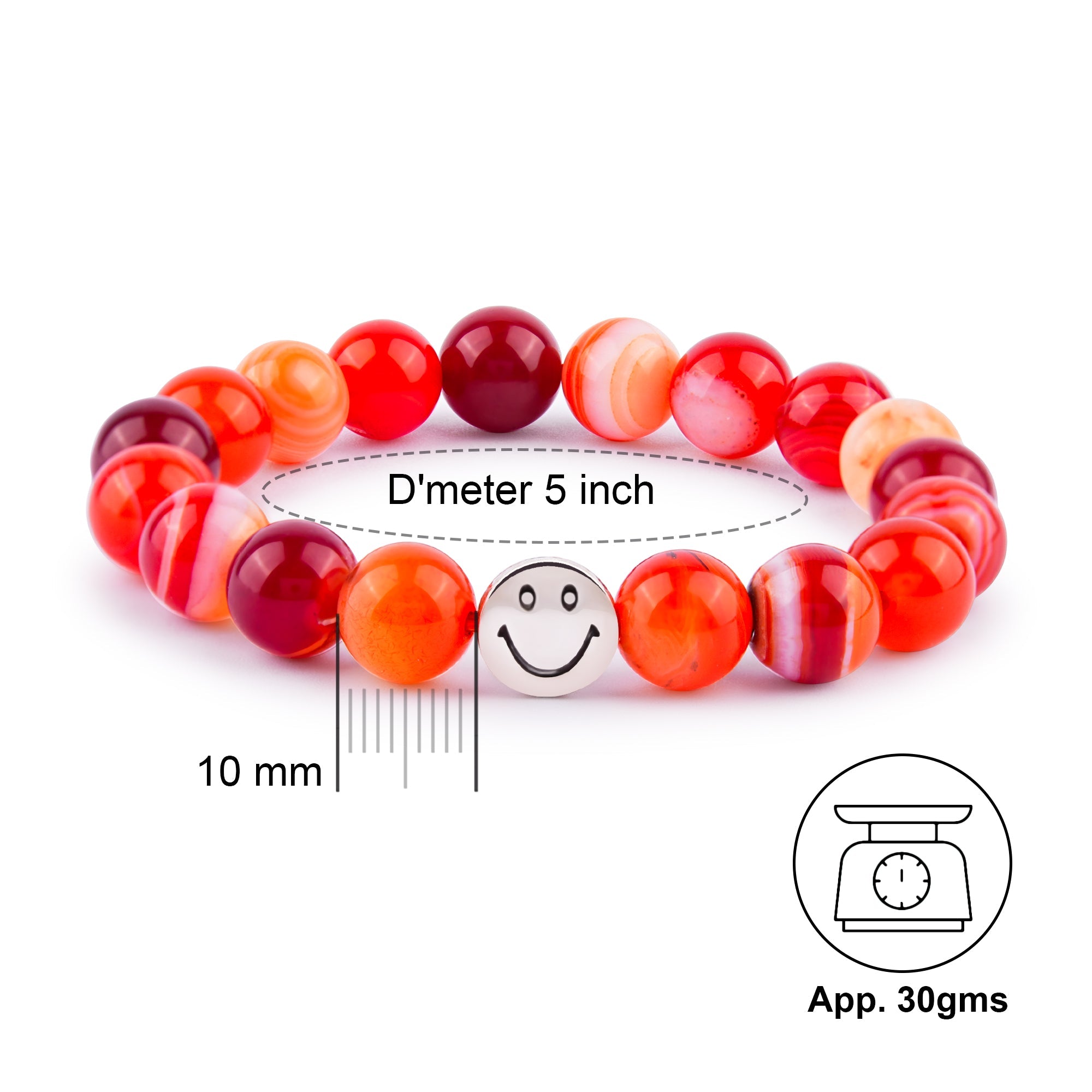 Gemsmantra Smile Bracelet - Red Carnelian