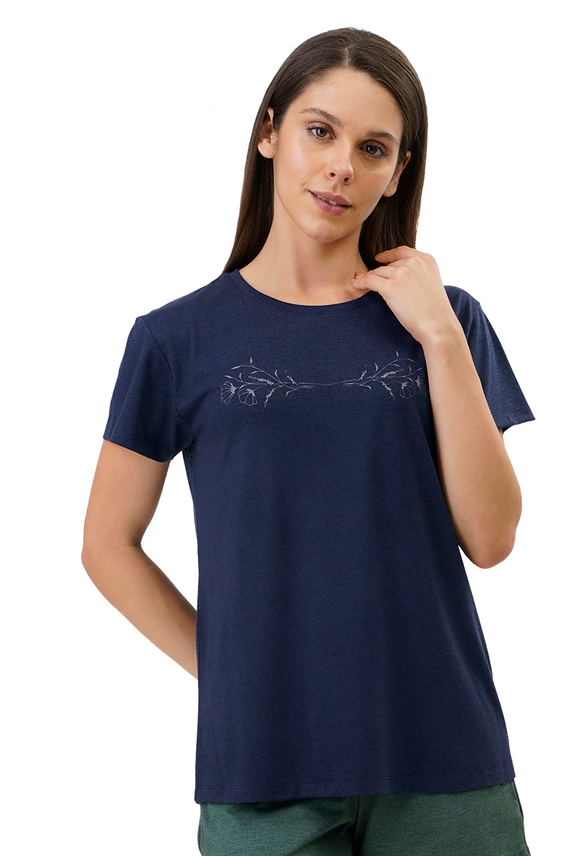 Amante Cotton Blend Sleep T-shirt - Navy
