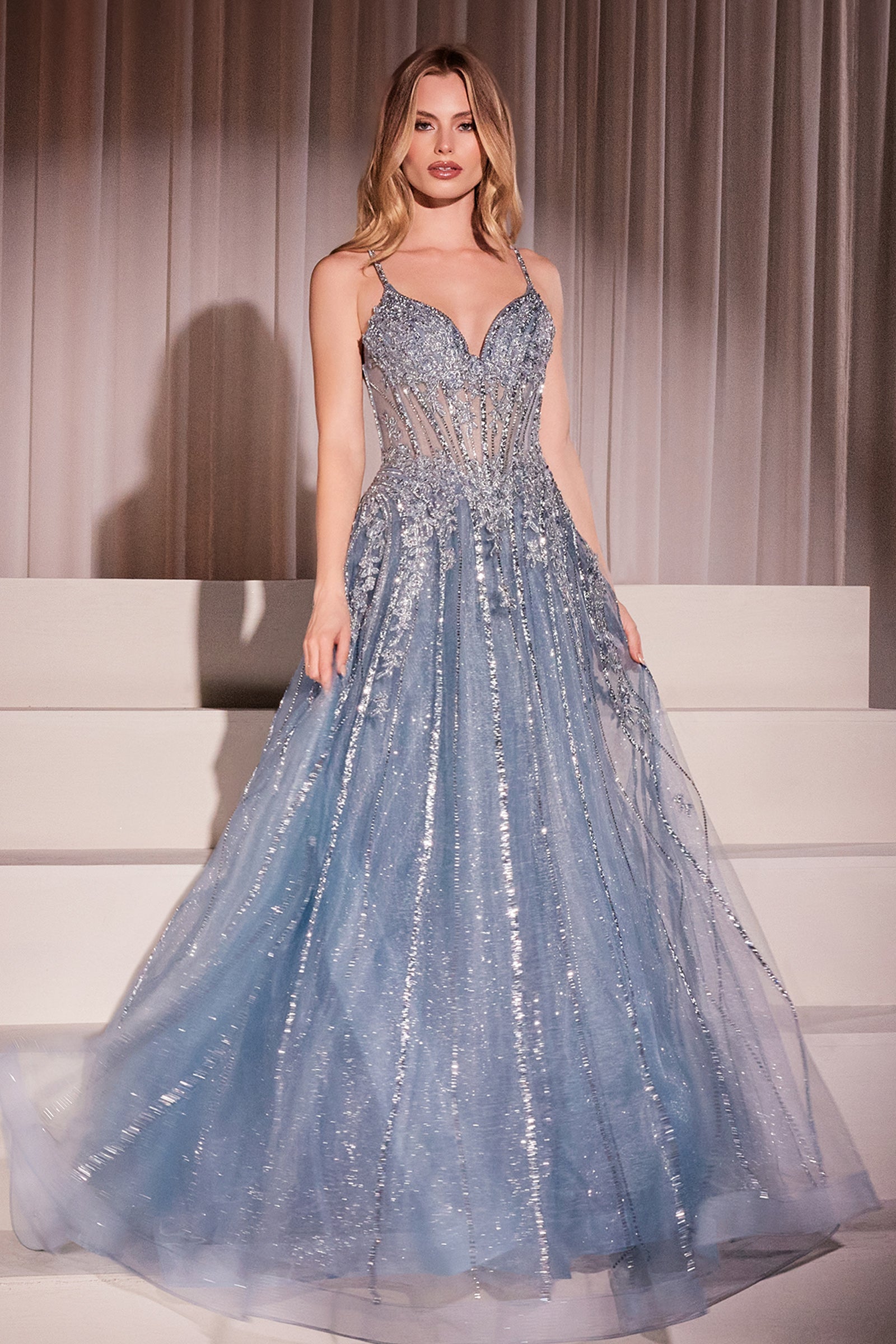 Cinderella Divine Beaded Sleeveless A-line Gown by Ladivine CD786