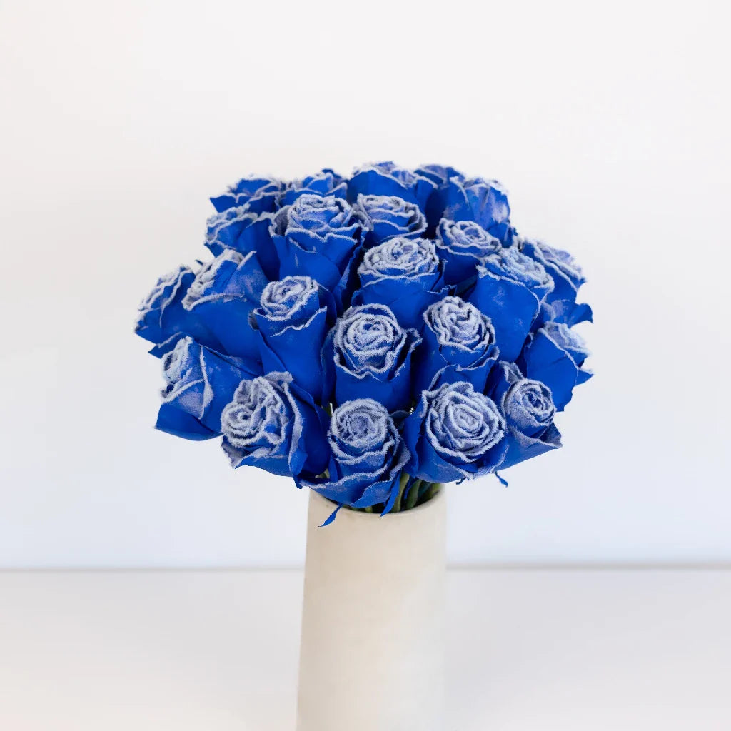 FiftyFlowers Tinted Blue Fuzzy Roses - view 2
