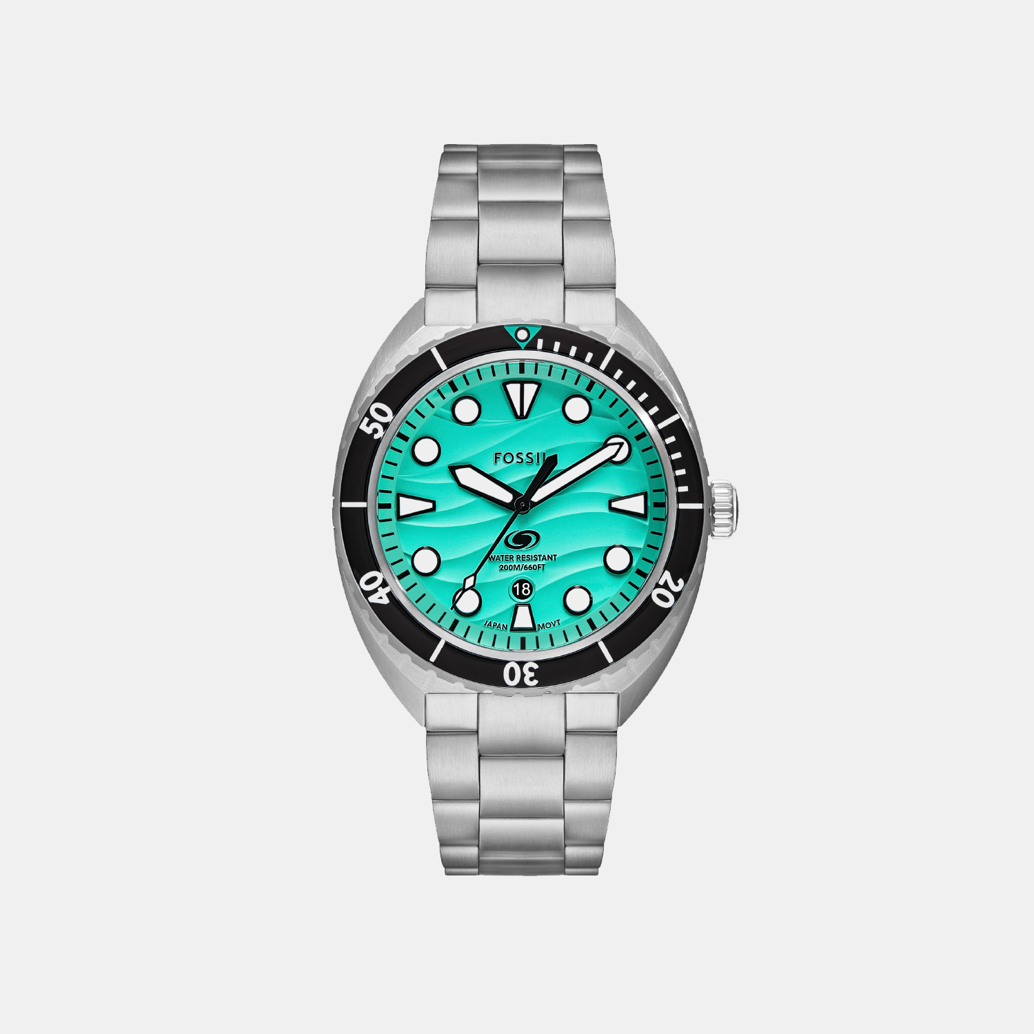Fossil Breaker Men Green Dial Analog Stainless Steel Watch FS6066