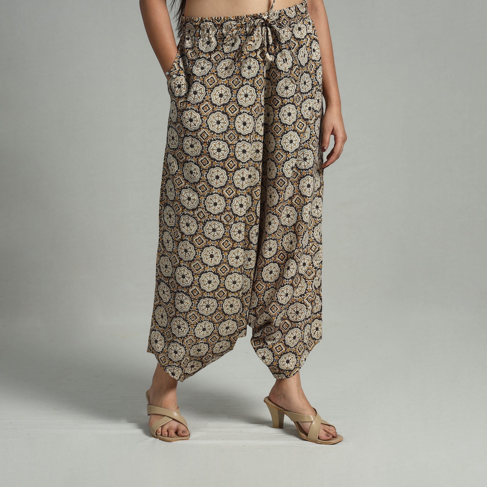 ITOKRI CASUALS Brown - Bagru Block Print Cotton Elasticated Harem Pant 13 - view 3