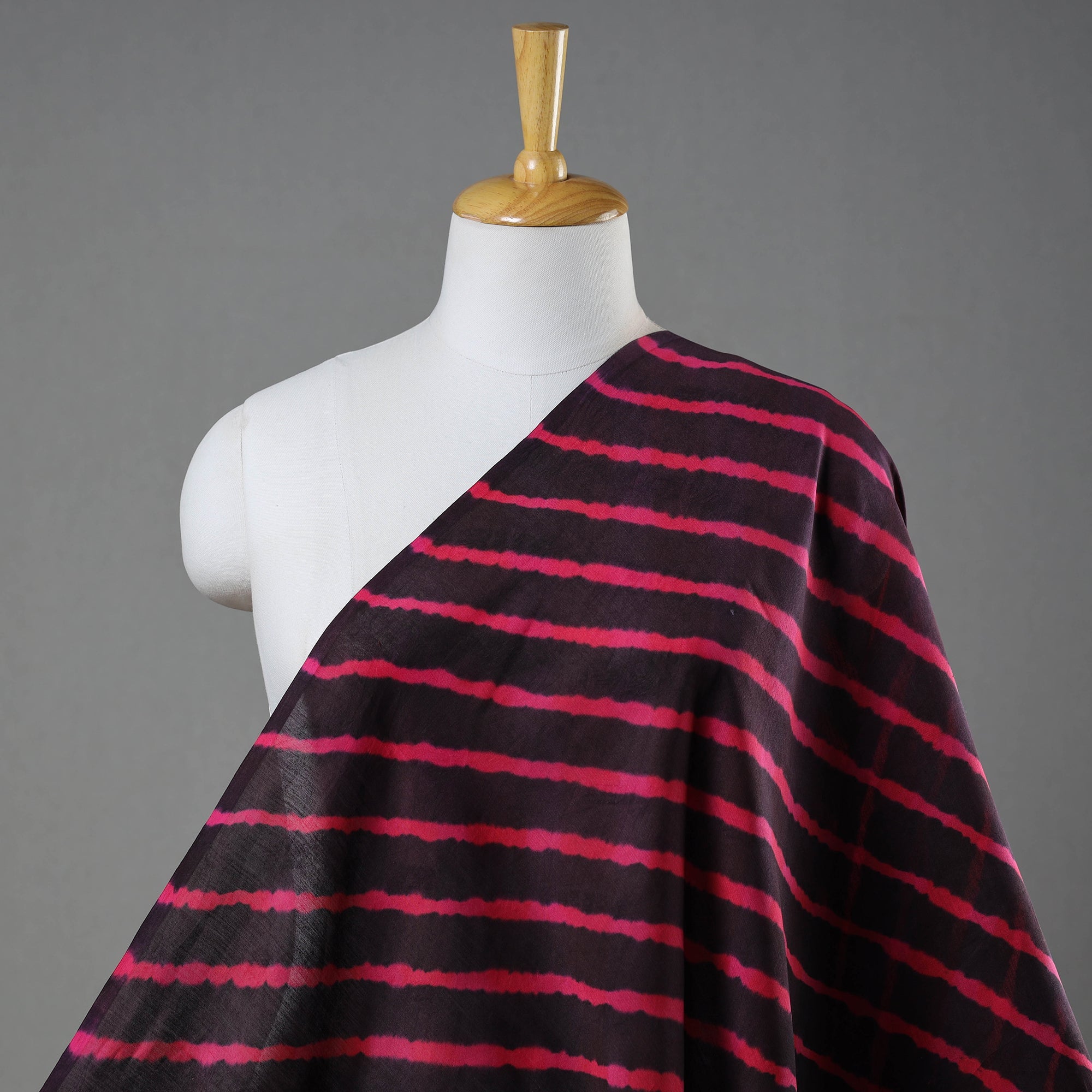 LEHARIYA BY BADSHAH MIYAN Black - Multicolour Leheriya Tie-Dye Chanderi Silk Fabric 14