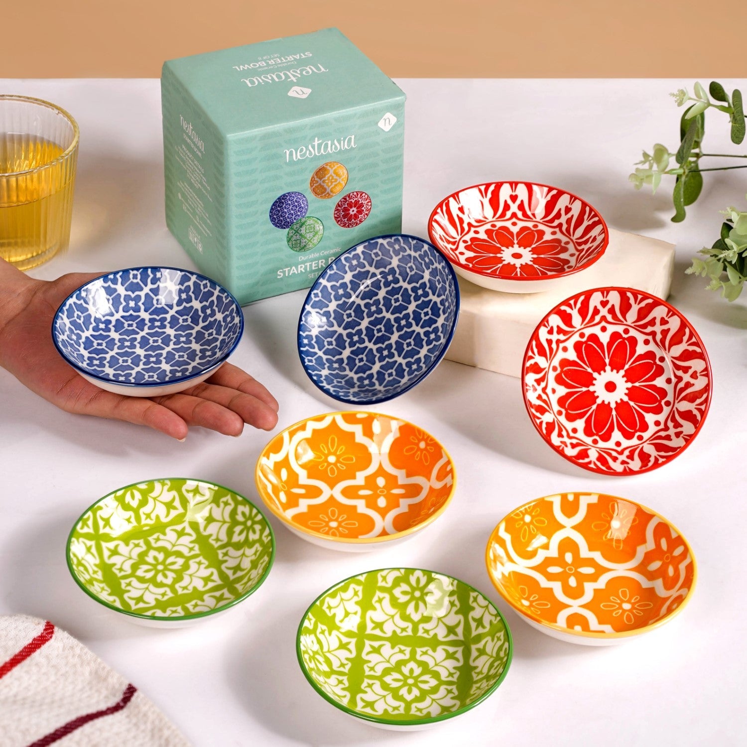 Nestasia Mediterranean Vibrancy Small Ceramic Bowls Set Of 8 70ml - view 3