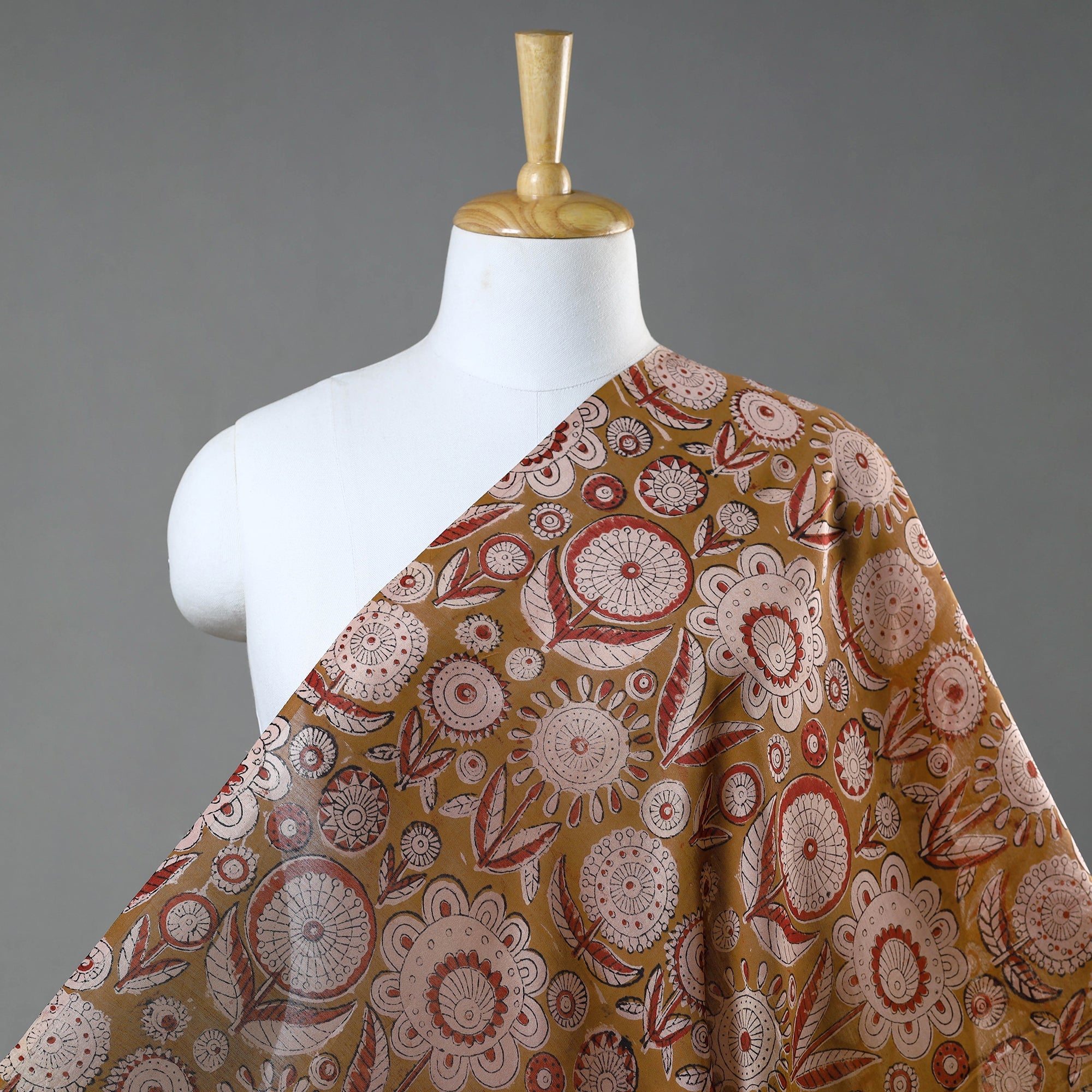 BAGRU DABU PRINTS Brown - Ajrakh Dabu Bagru Block Print Chanderi Silk Fabric 12