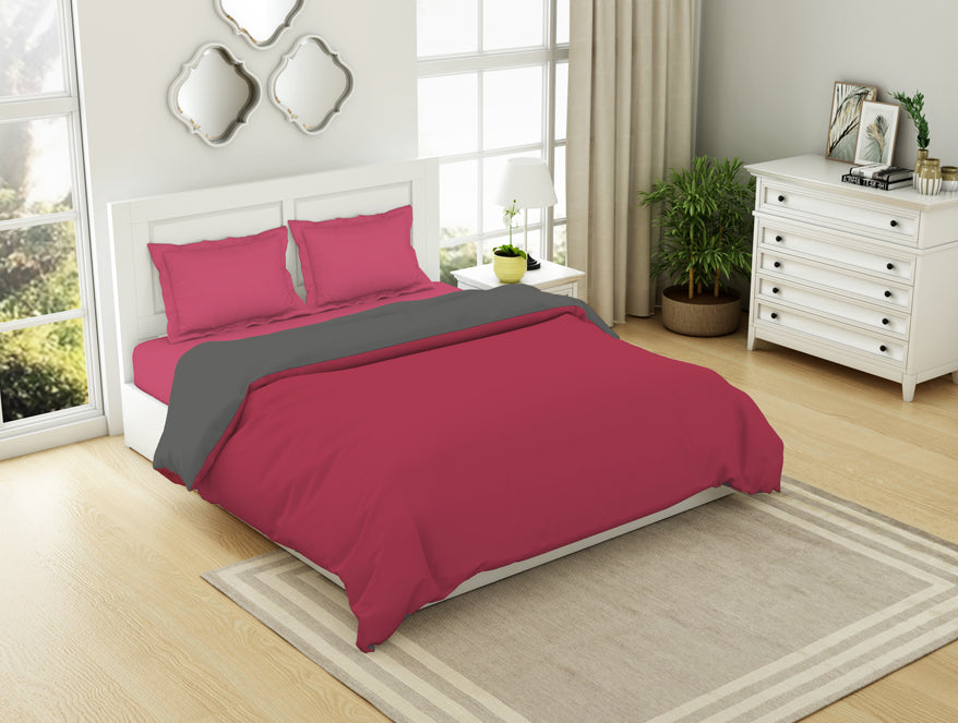 Spaces India Solid Red/ Charcoal - Red 100% Cotton Shell Double Quilt / AC Comforter - Everyday Essentials By Spaces - view 2