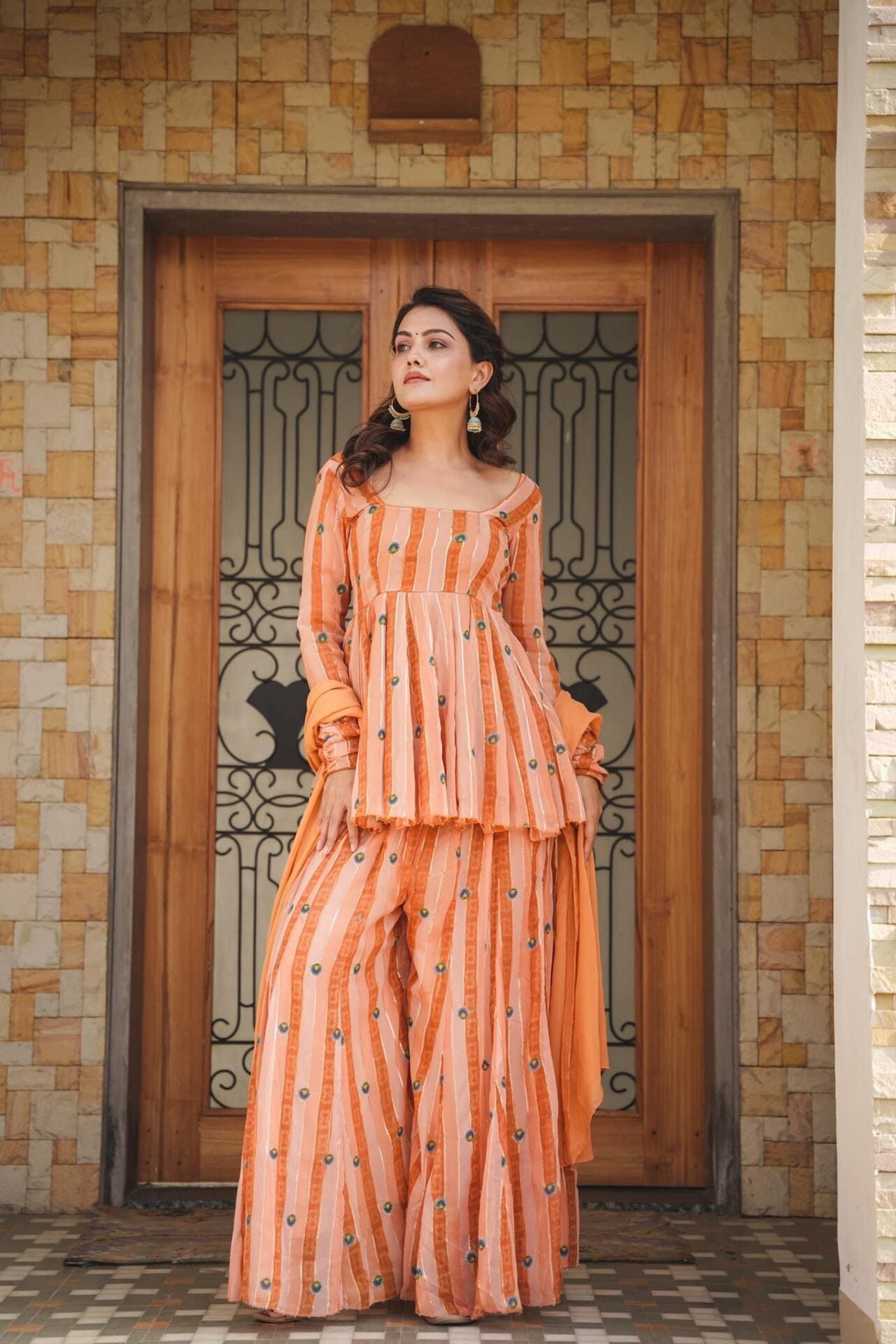 Idaho-o Darshi Georgette Kurta-palazzo Set