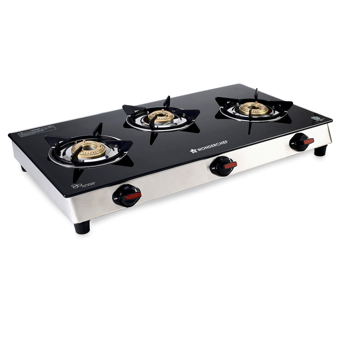 Wonderchef Galaxy 3 Burner Cooktop | 2 Medium, 1 Small Wide Spaced Burners