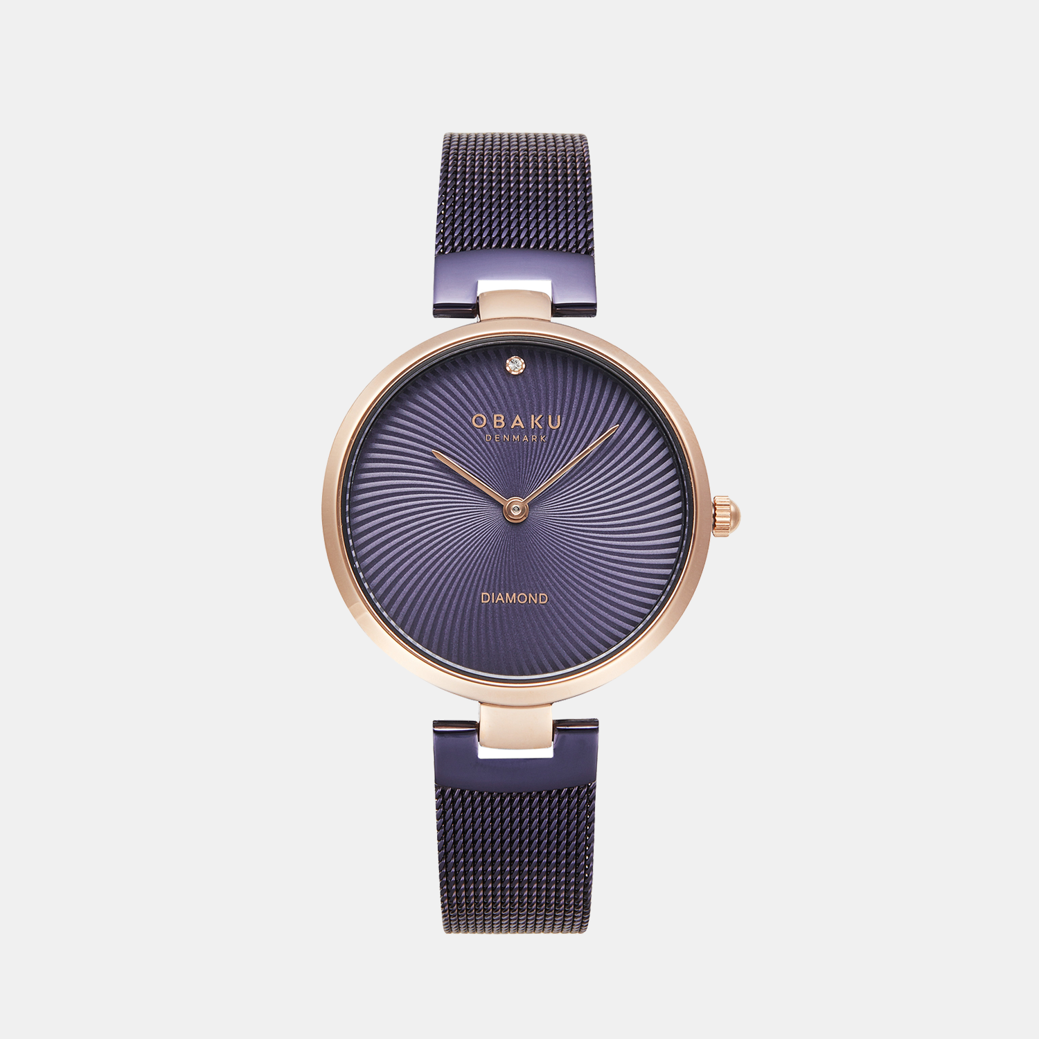 Obaku Diamant Violet Women Quartz Purple Dial Analog Stainless Steel Watch V256LXVQMQ