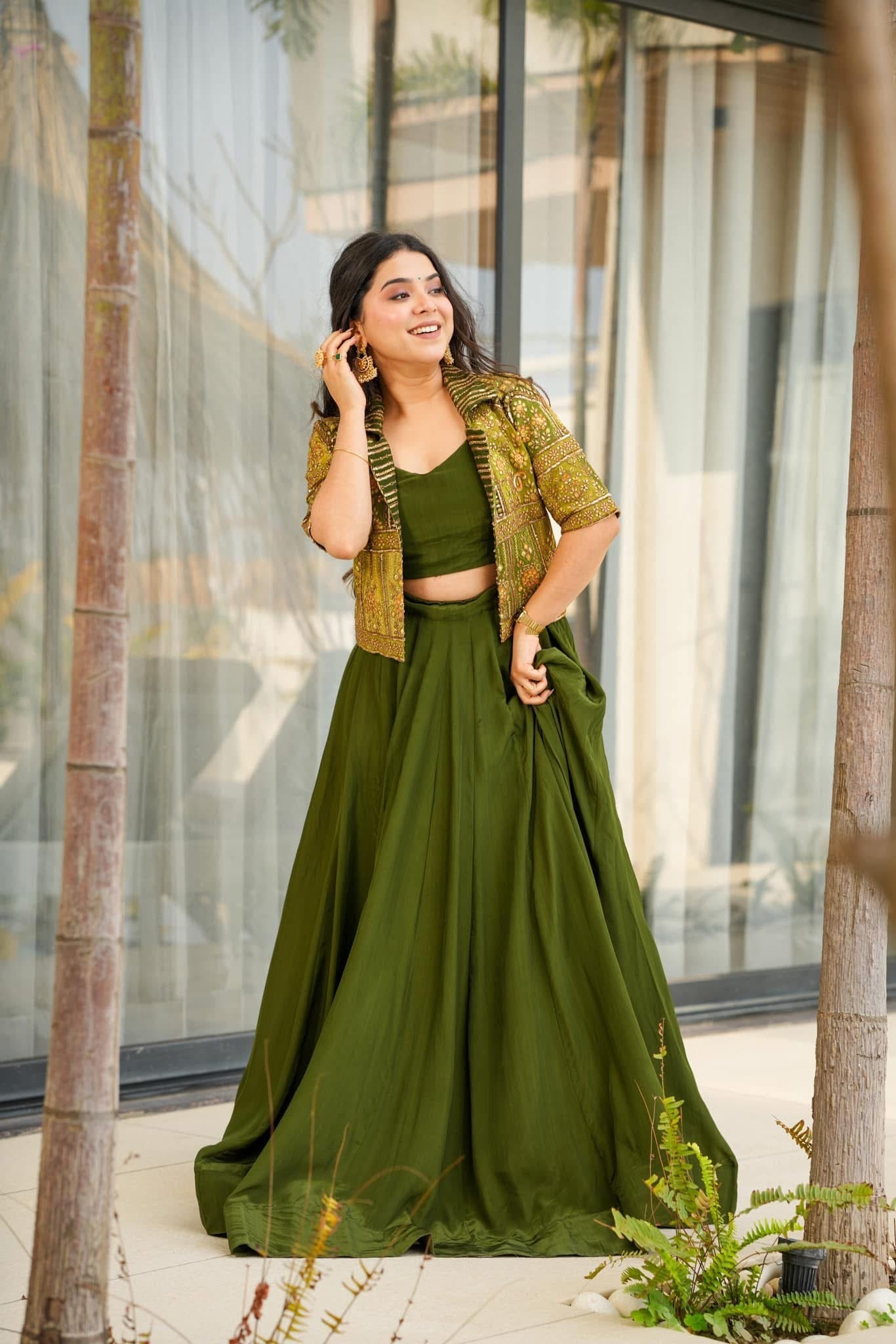 Idaho-o Enchanted jade green skirt set - view 3