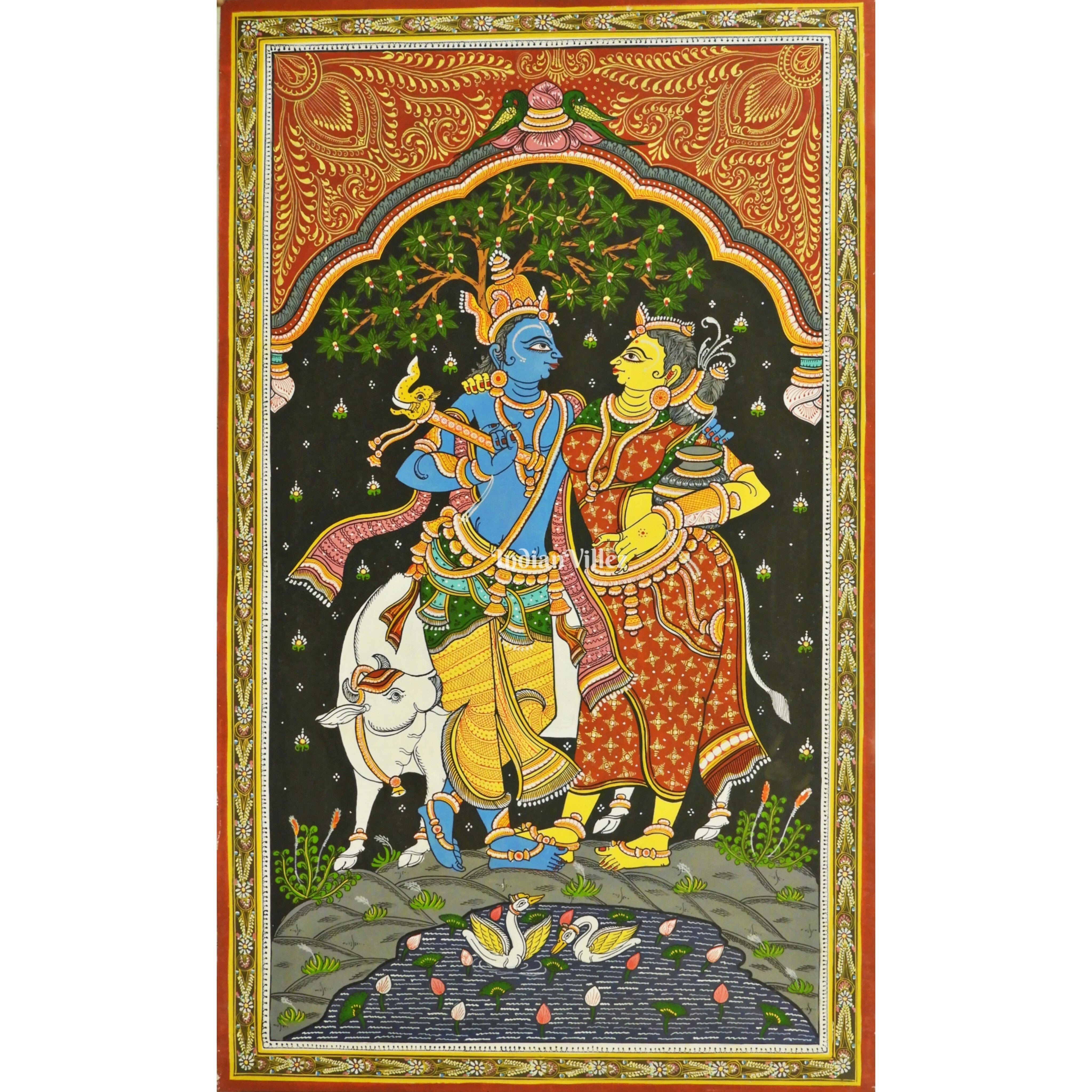 IndianVillèz Radha Krishna Pattachitra Painting For Home Wall Art Decor