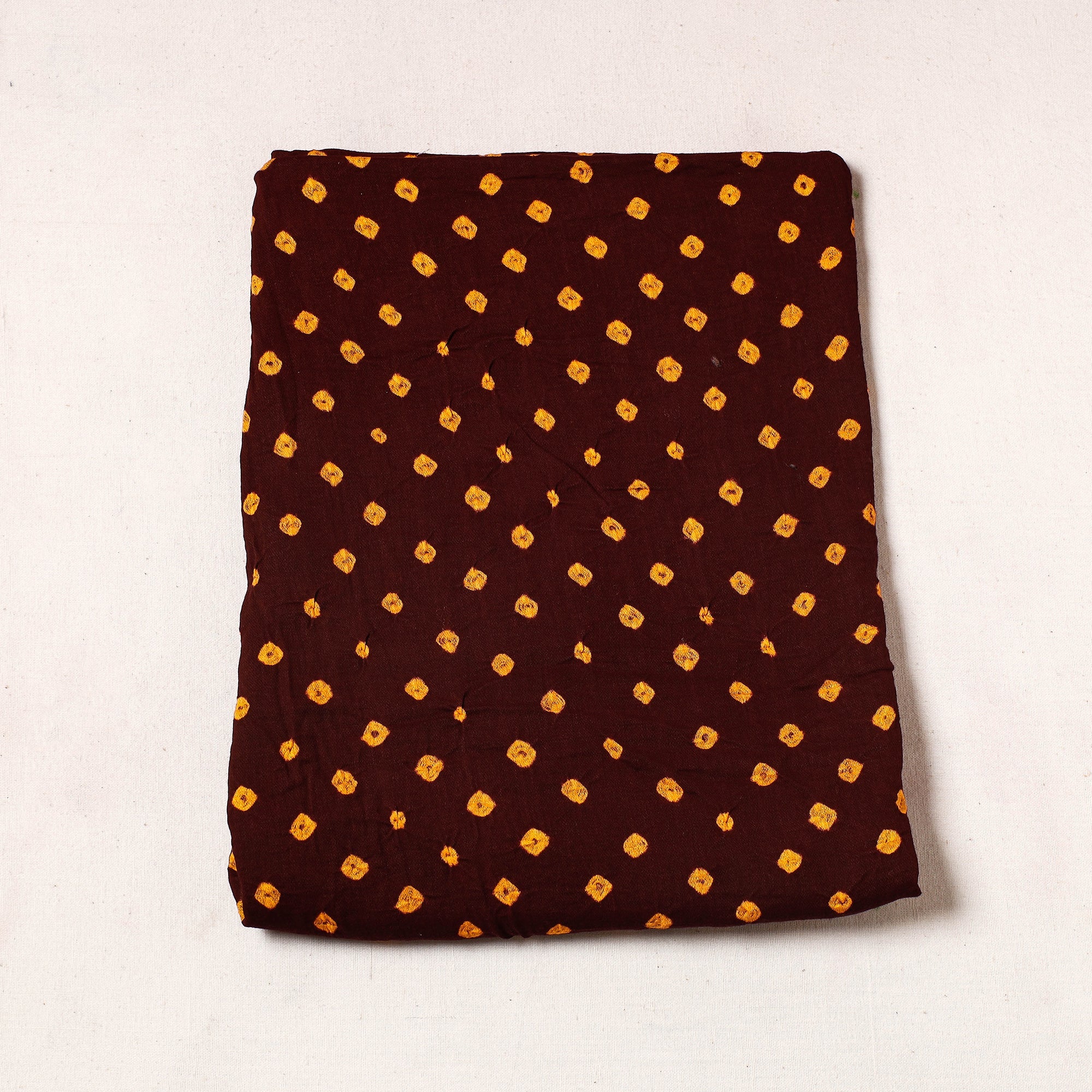 KACHCHH JI CHHAAP Brown - Kutch Bandhani Tie-Dye Satin Cotton Precut Fabric (1.6 Meter)