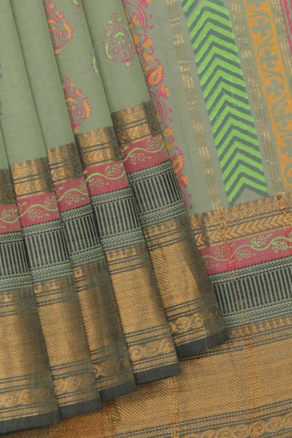 Kalanjali Ethnics Hand block printed cotton saree