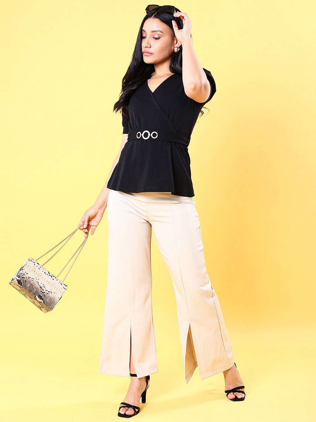 Freehand By The Indian Garage Co Women V Neck Peplum Top - view 4