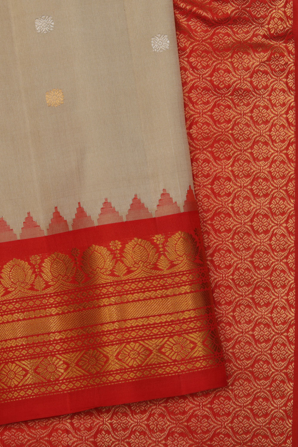 Kalanjali Gadwal Silk Beige Saree – Women's - view 2