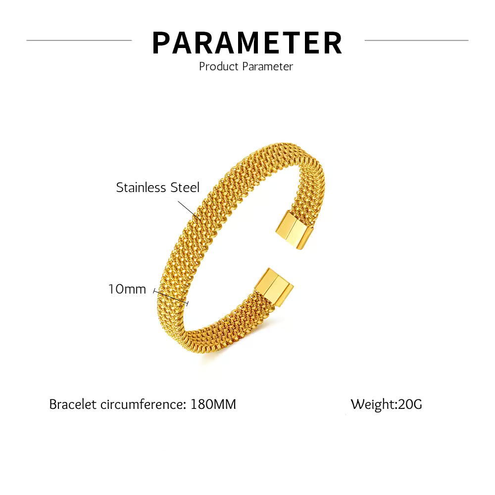 Branta Stainless Steel Braided Flat C-shaped opening Bracelet For Men - view 5