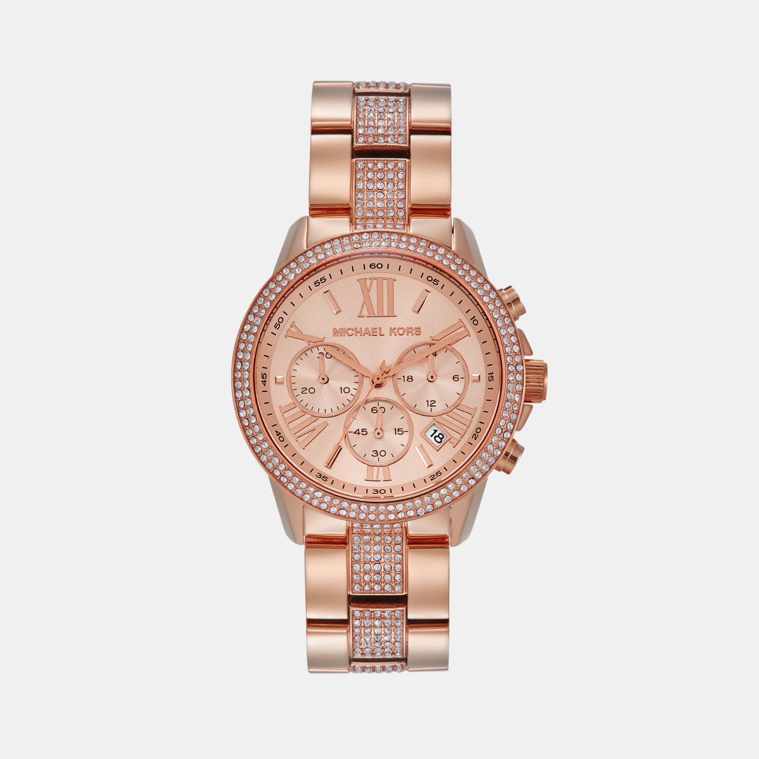 Michael Kors Brynn Women Quartz Rose Gold Dial Chronograph Stainless Steel Watch MK7505