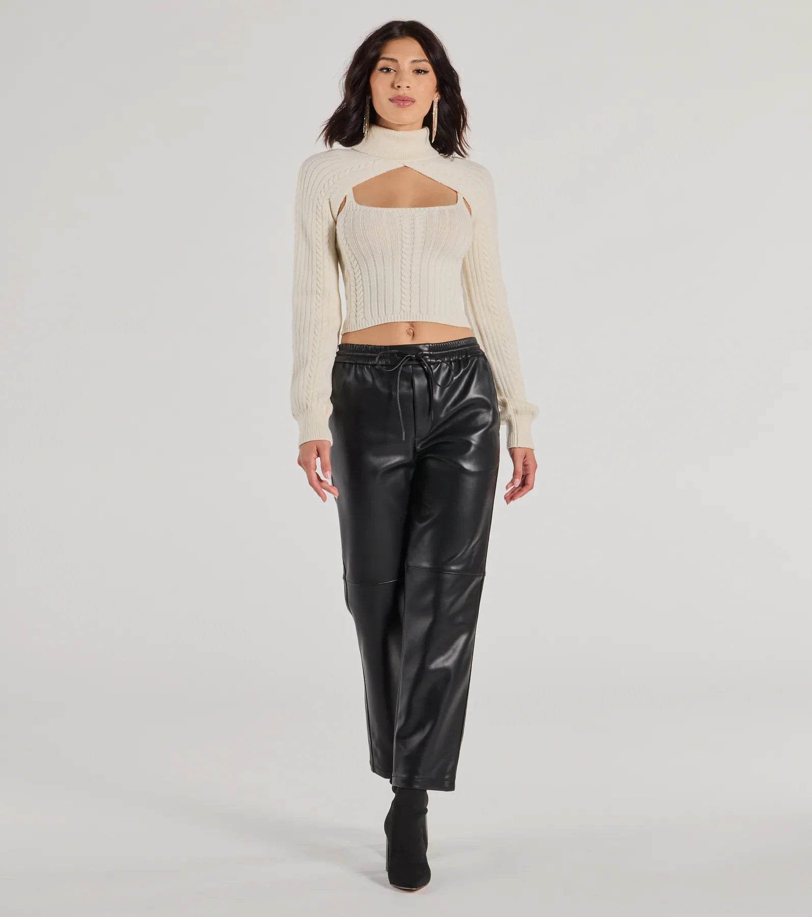 Windsor Cozy Casual Cable Knit Turtleneck Sweater Topper - view 3