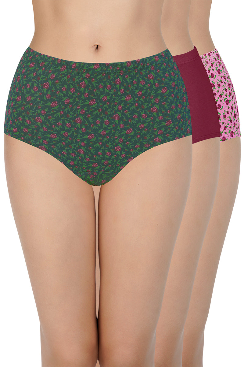 every de 100% Cotton Full Brief Panty Pack (Pack of 3) - D027 - Multi