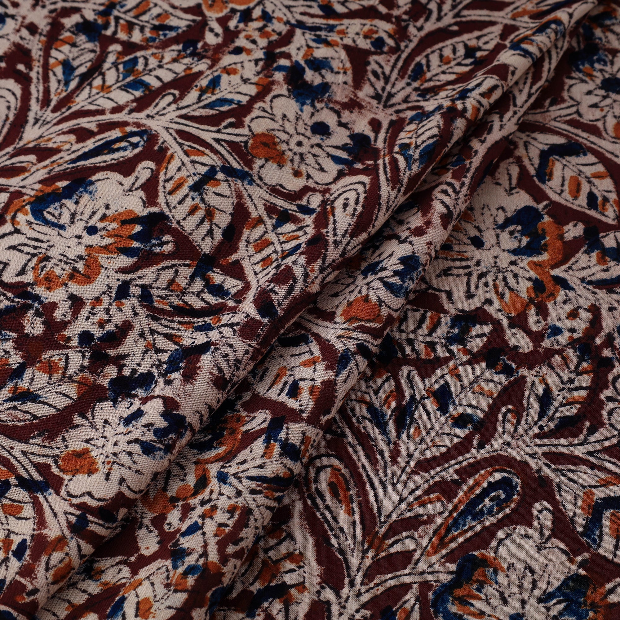 SOUTH KARGHA Brown - Natural Dyed Block Print Cotton Kalamkari Fabric 03 - view 2