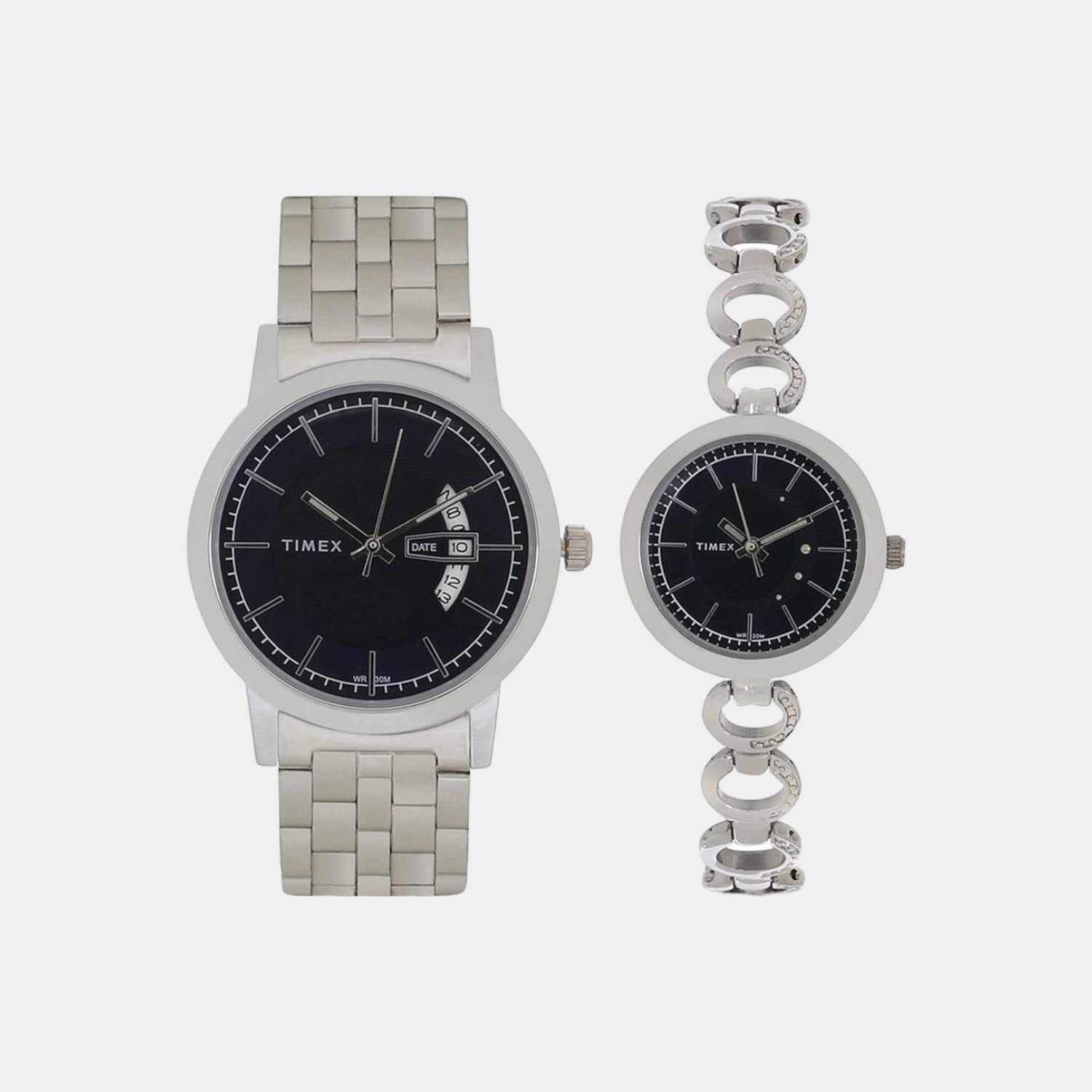 Timex Couple Quartz Blue Dial Analog Stainless Steel Watch TW00PR228