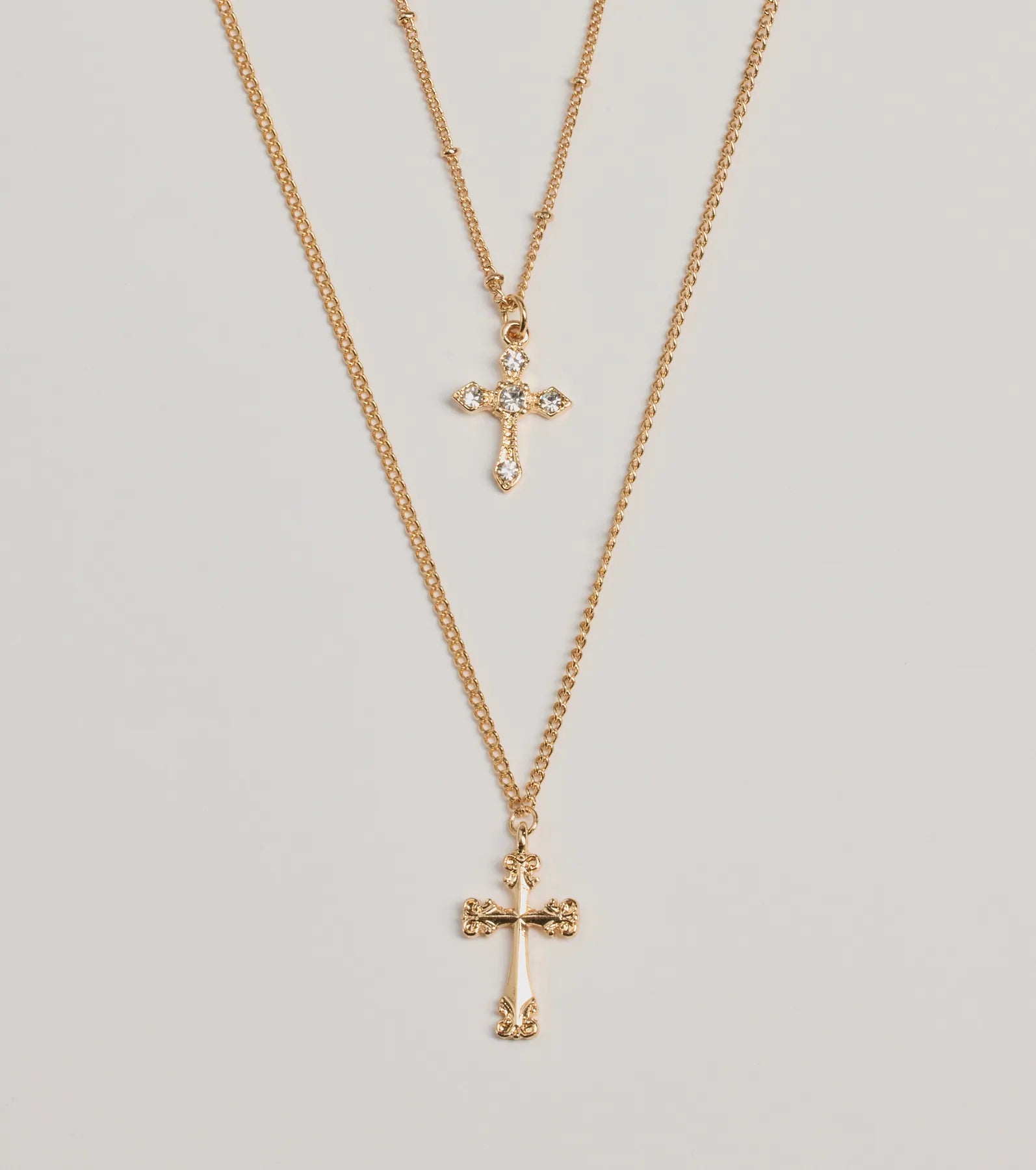 Windsor Joyful Glam Layered Cross Charm Necklace - view 2