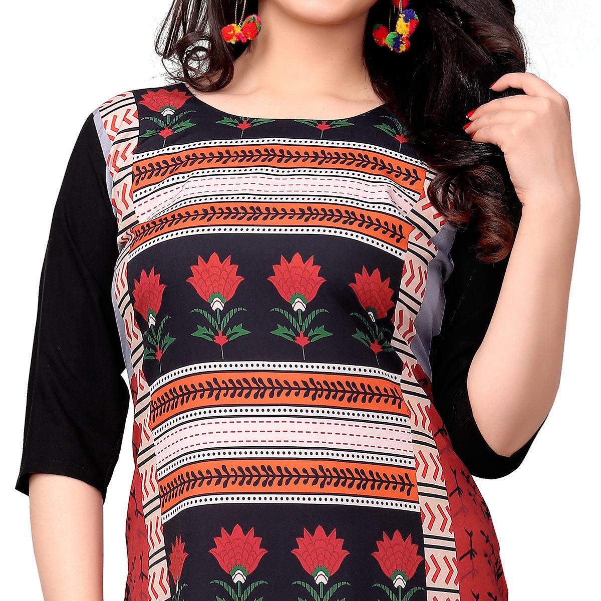 Peachmode Classy Multi Colored Casual Printed Crepe Kurti - view 2