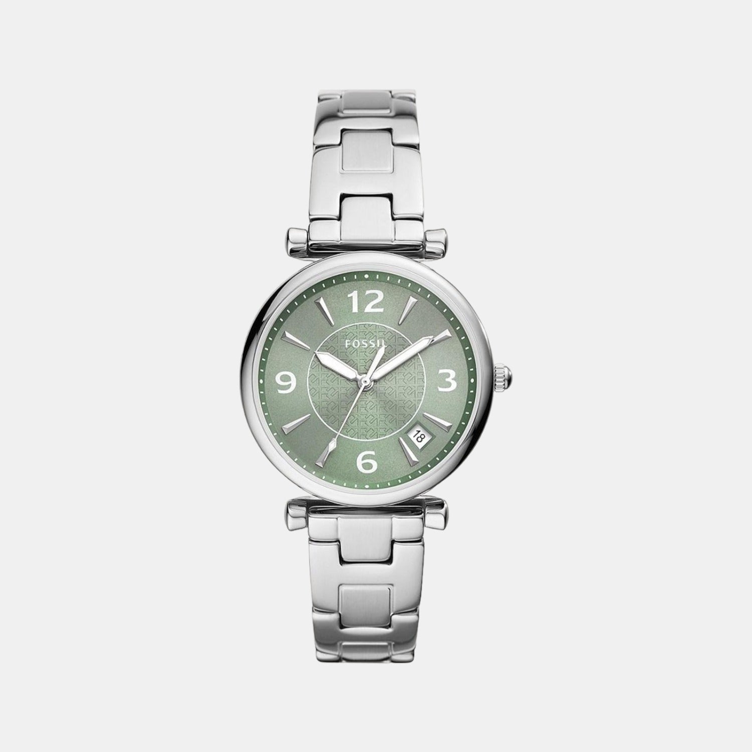 Fossil Carlie Women Quartz Green Dial Analog Stainless Steel Watch ES5157