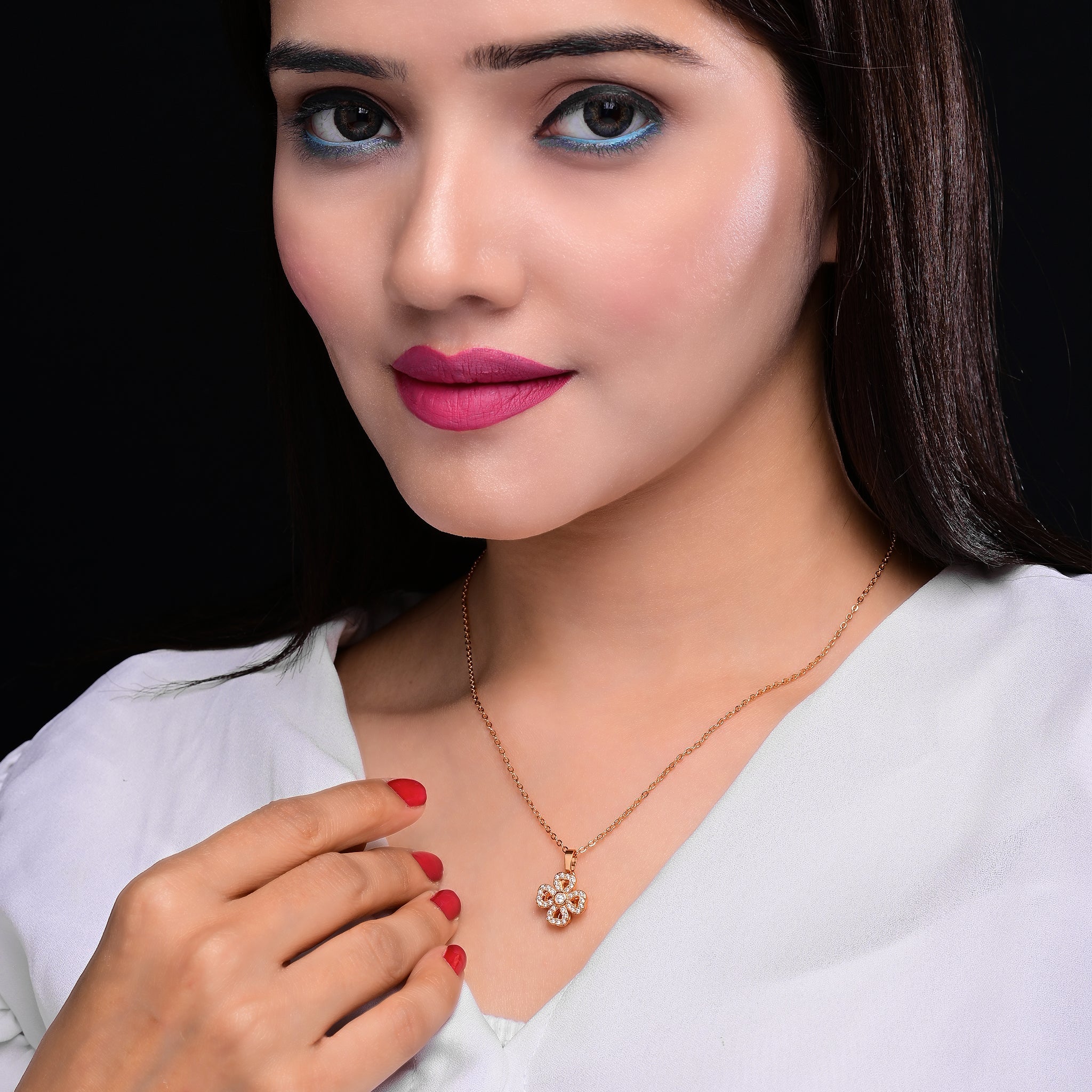 Branta Spinning Four Heart Pendant Necklace For Women - view 3
