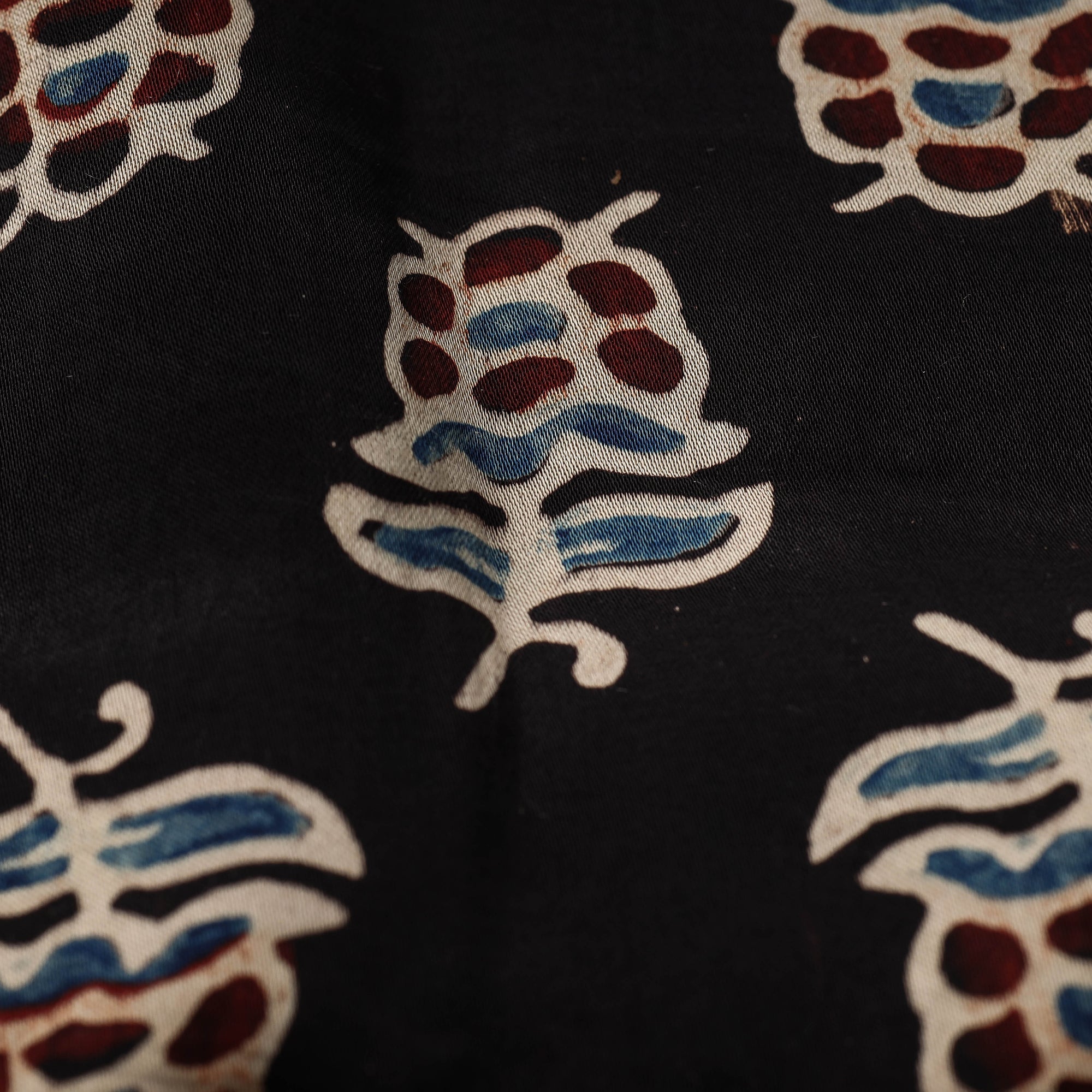 RIYAZ ABDULMAJID KHATRI - AJRAKH Black - Ajrakh Hand Block Printed Modal Silk Fabric - view 4