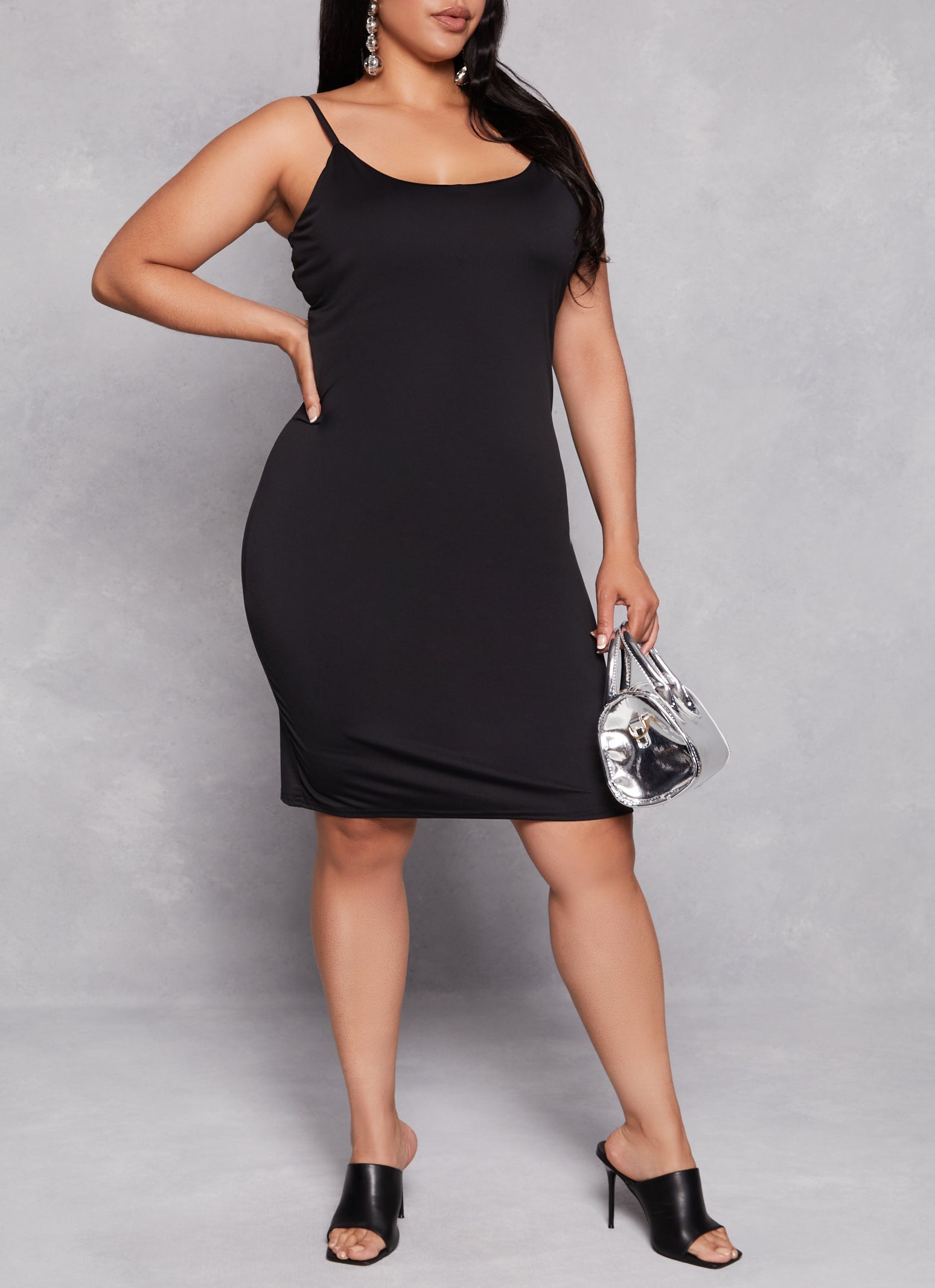 Rainbow Shops Plus Size Solid Scoop Neck Cami Dress - view 2