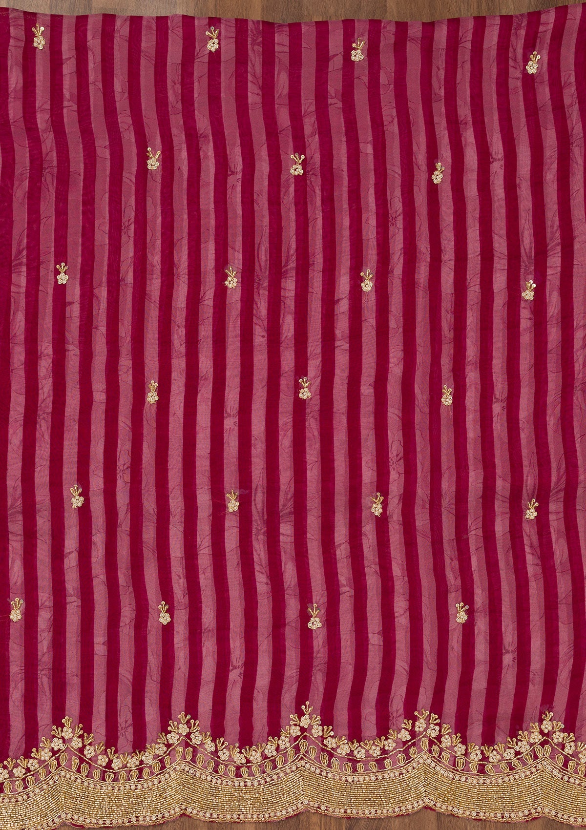 Koskii Magenta Pink Cutdana Semi Crepe Unstitched Salwar Suit - view 4