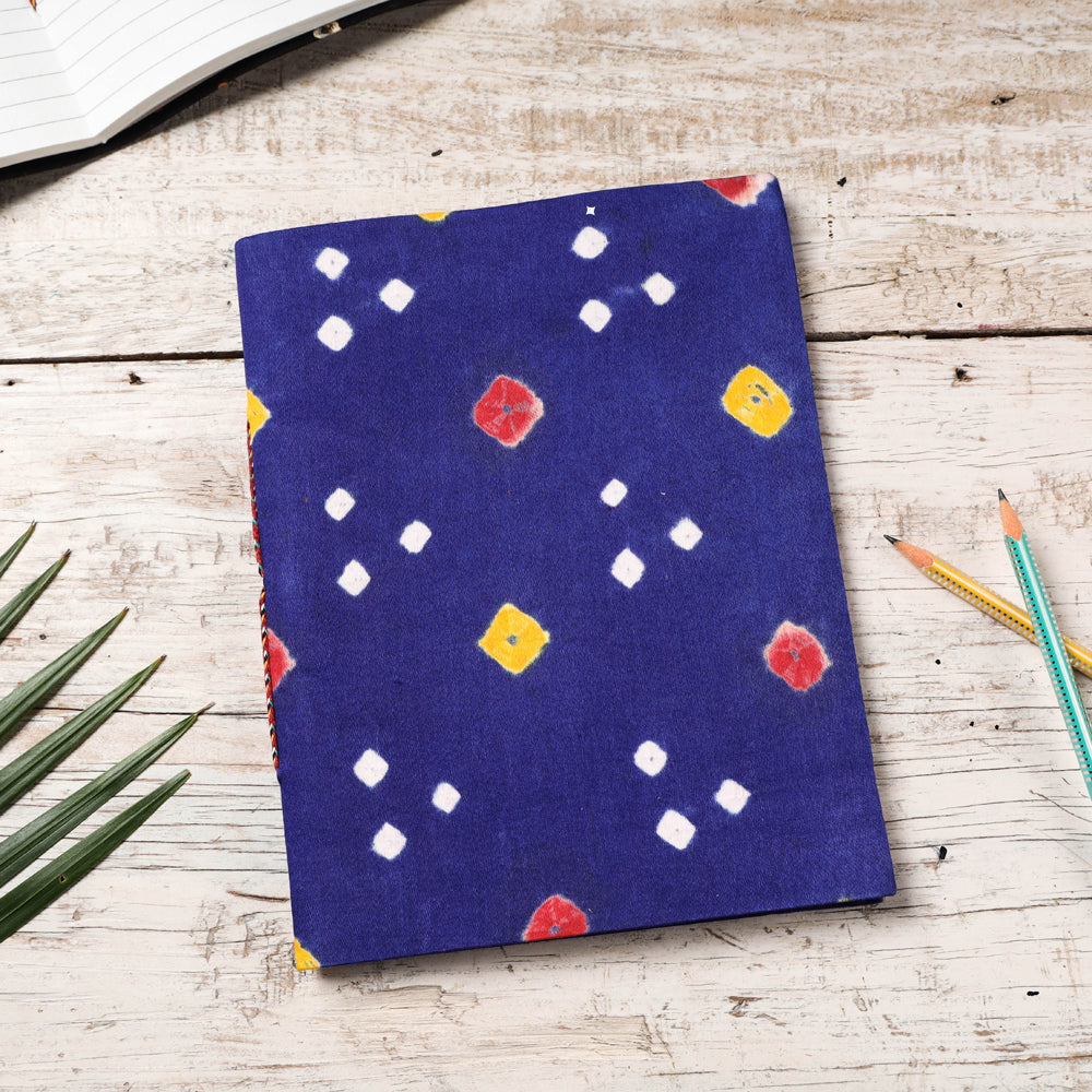 BINDAAS UNLIMITED Blue - Bandhani Cover Handmade Paper Notebook (9 x 7 in)