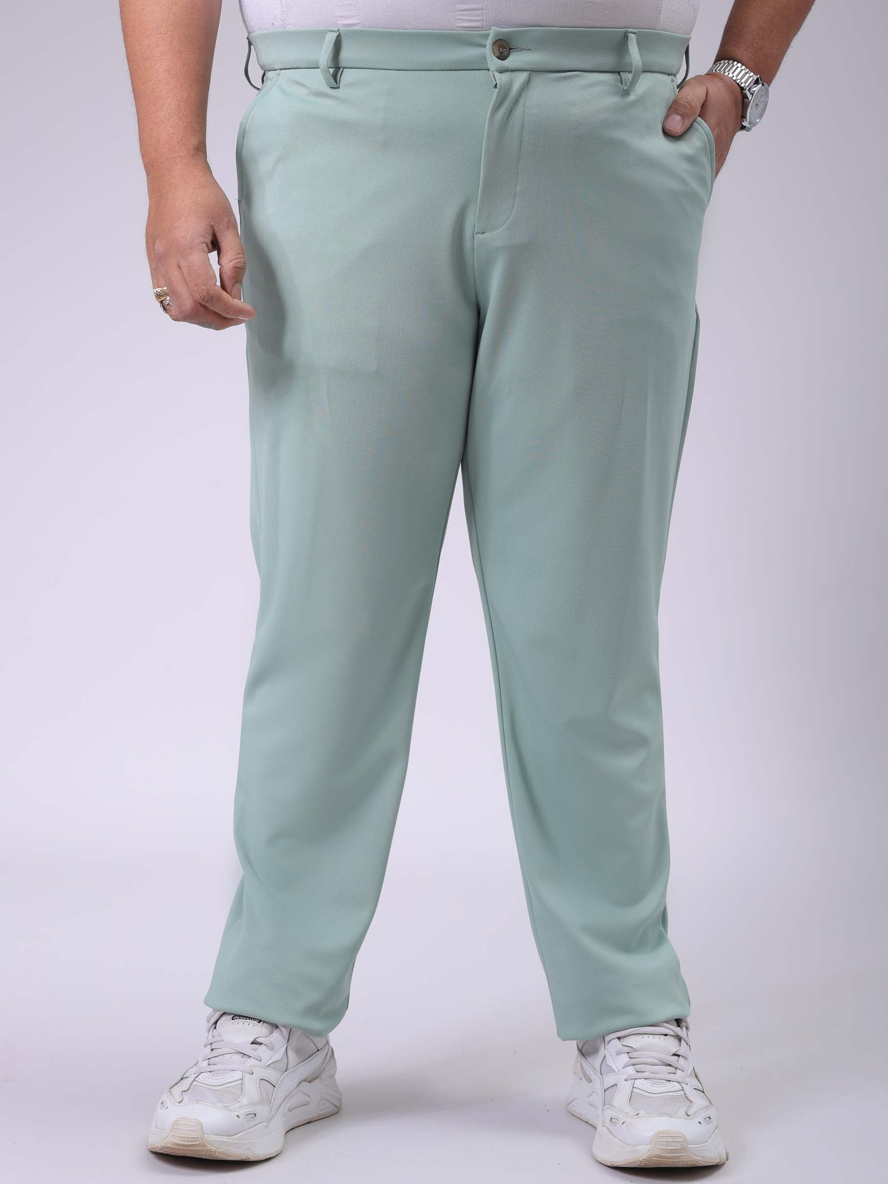 HARDSODA Men's Plus Size Green Regular Fit Solid Chinos - view 2