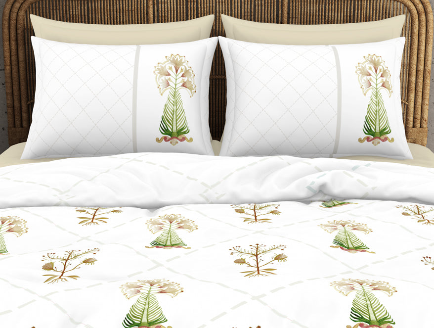 Spaces India Floral Turf Green 100% Cotton King Size Bedsheet - Kalakari Haath By Spaces - view 4
