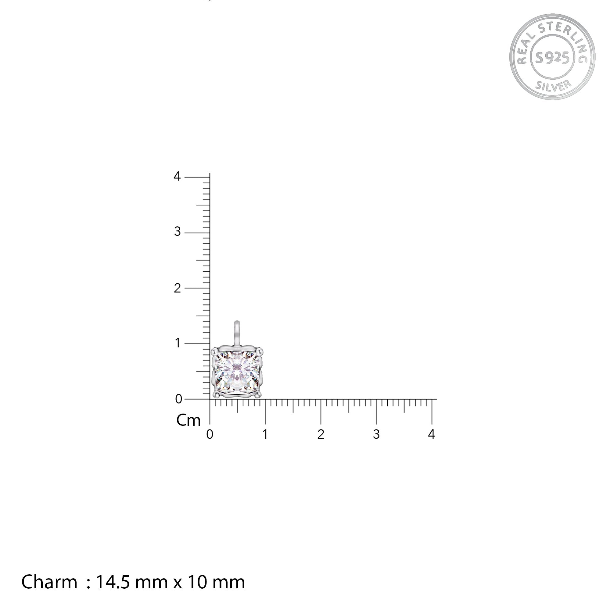 GIVA Jewellery Silver Zircon Square Pendant with Link Chain - view 4