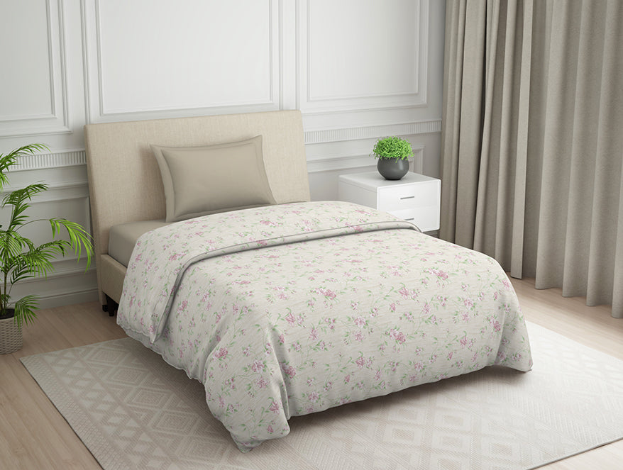 Spaces India Gloral Pink Polycotton Quilt Single Harmony - By Welspun - view 2